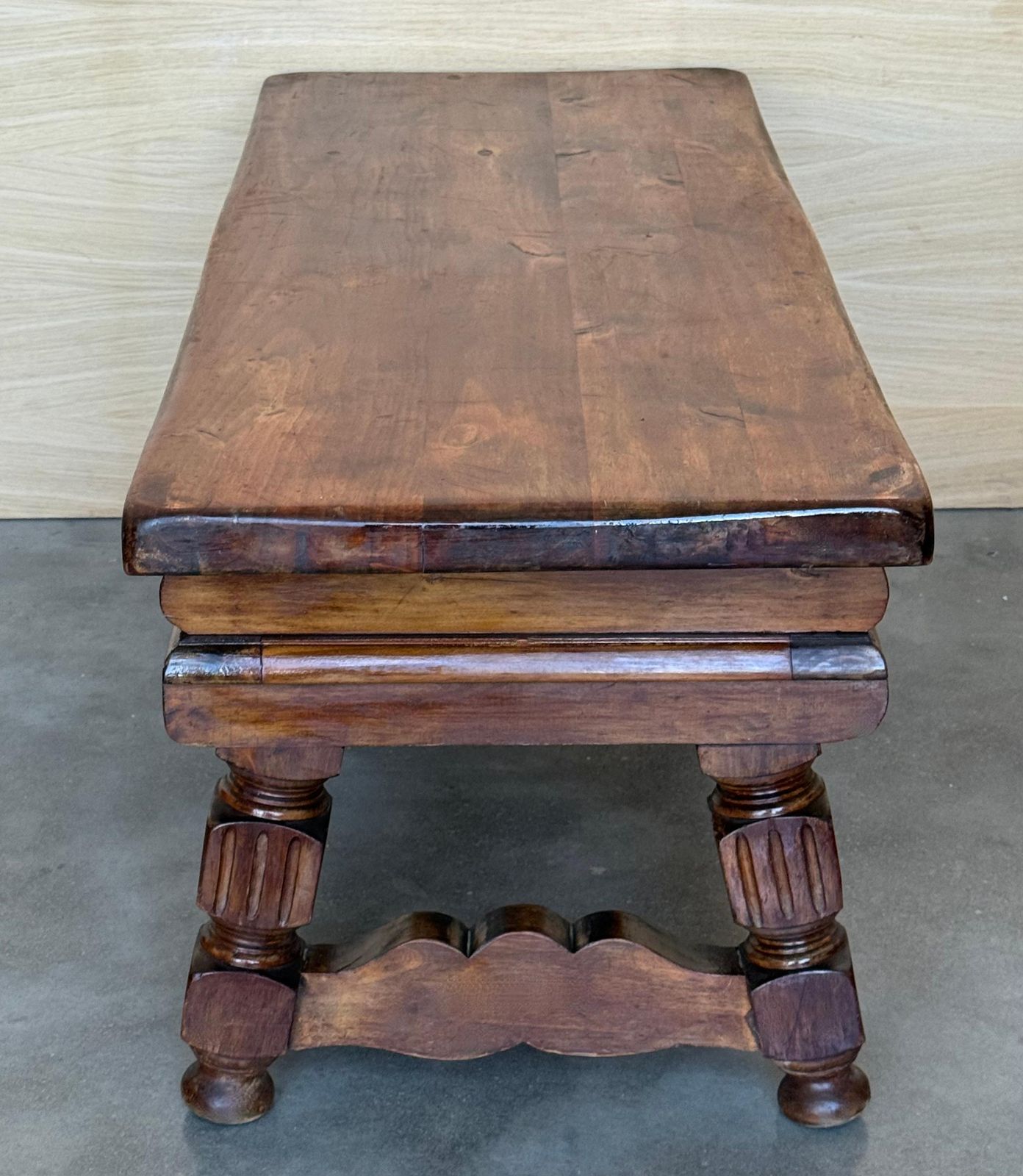 19th Spanish Low Console Table With Solomonic Legs & Two Carved Drawers photo buy