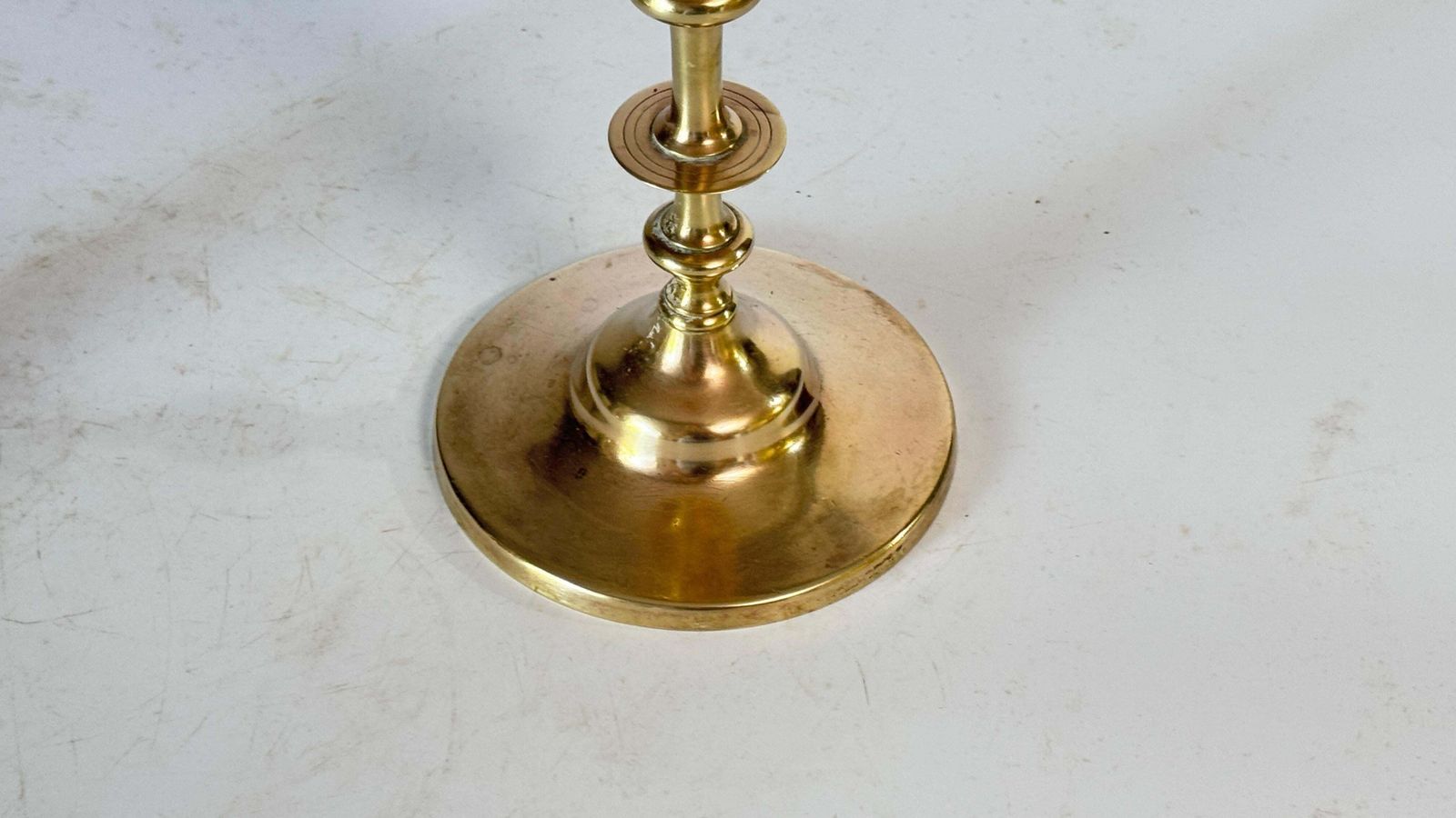 Pair Of 19th Century French Solid Brass Candlesticks – Minimalist Design photo vintage
