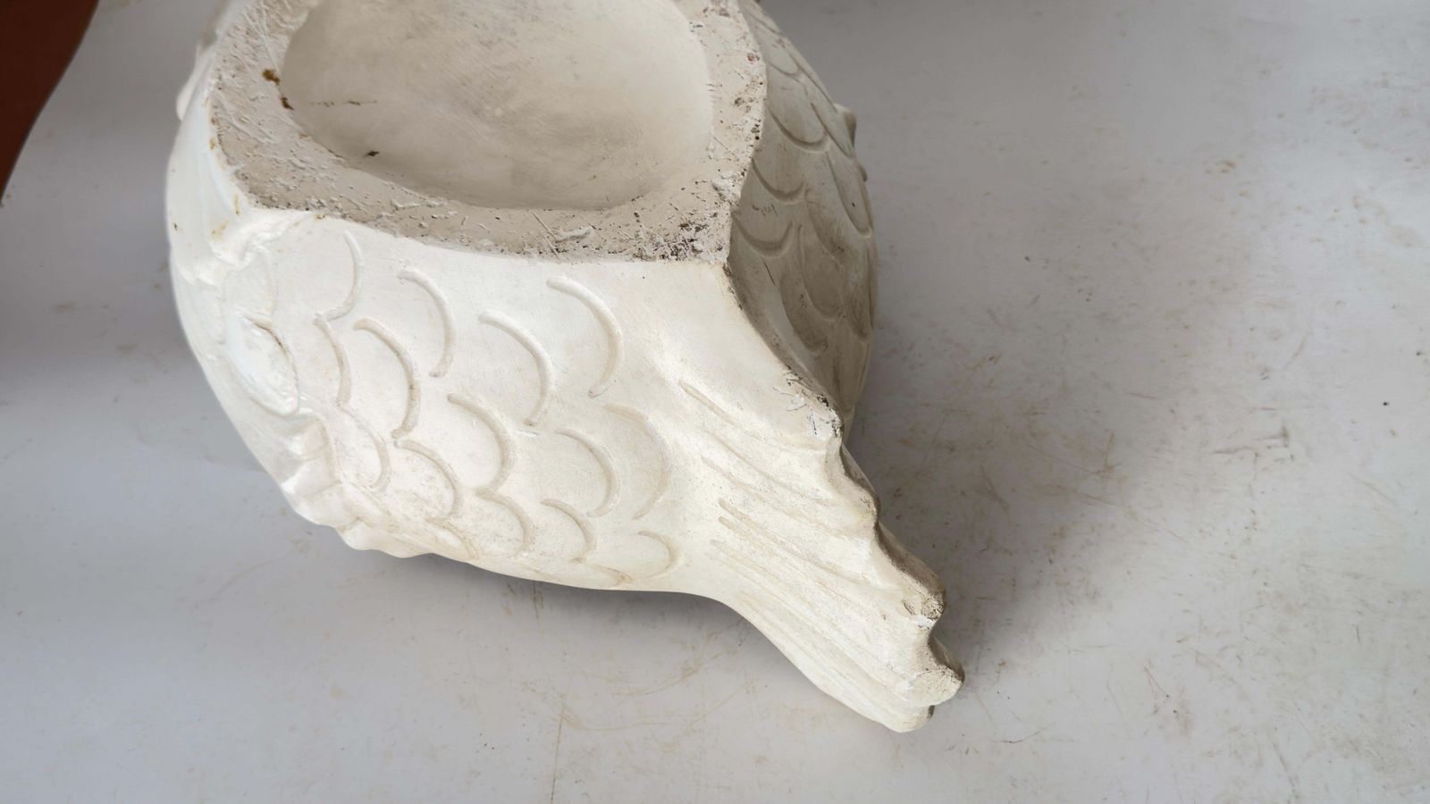 photo furniture Large Plaster Jardinière France, 1930s Fish Sculpture In The Style Of Martel
