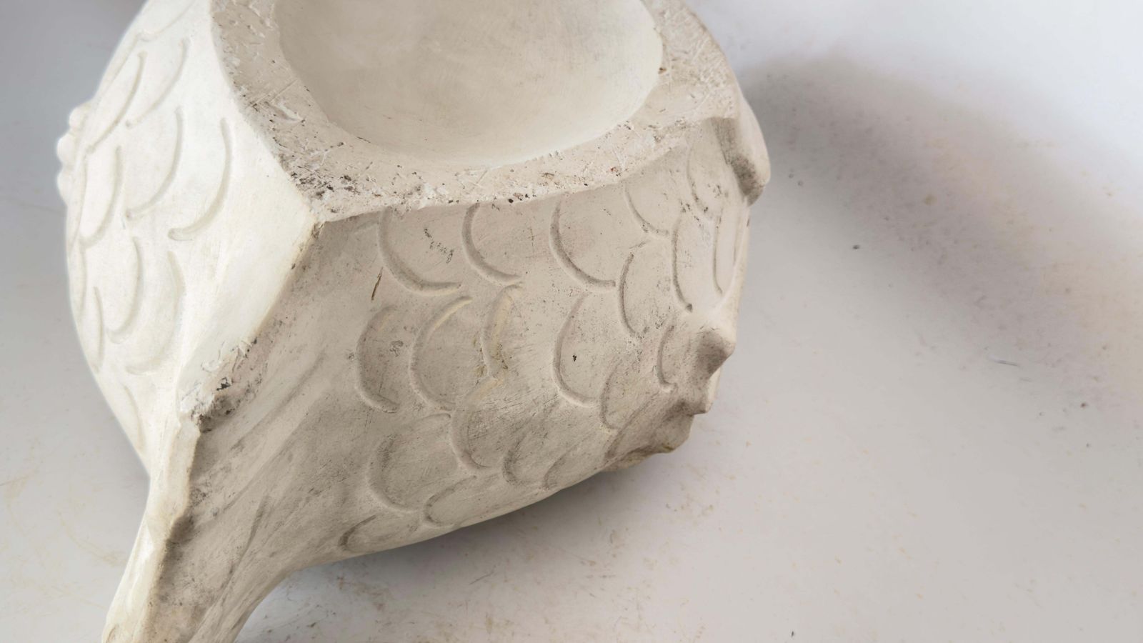 Garden Decor Large Plaster Jardinière France, 1930s Fish Sculpture In The Style Of Martel photo