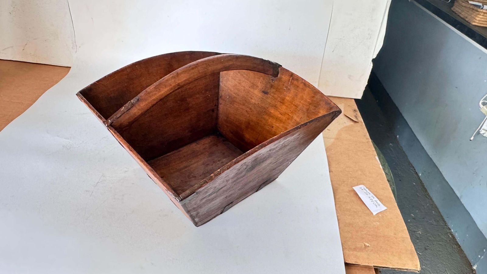 364.0 Early 20th Century Chinese Wooden Rice Measure With Copper Fittings photo