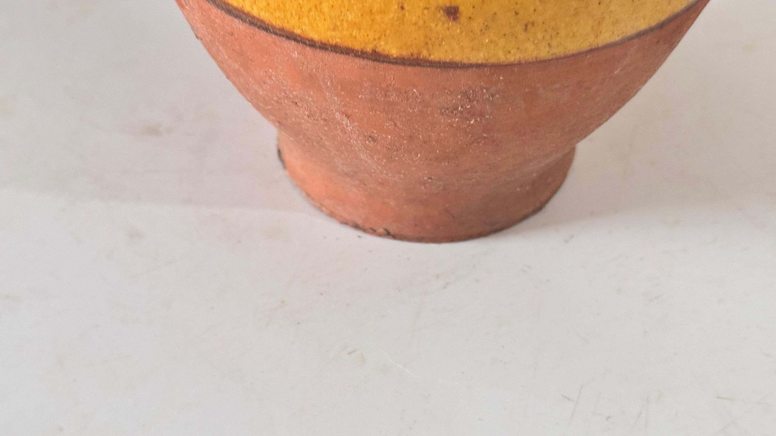 1970s French Glazed Pottery Jar Yellow &Natural Terracotta French Provencial photo buy