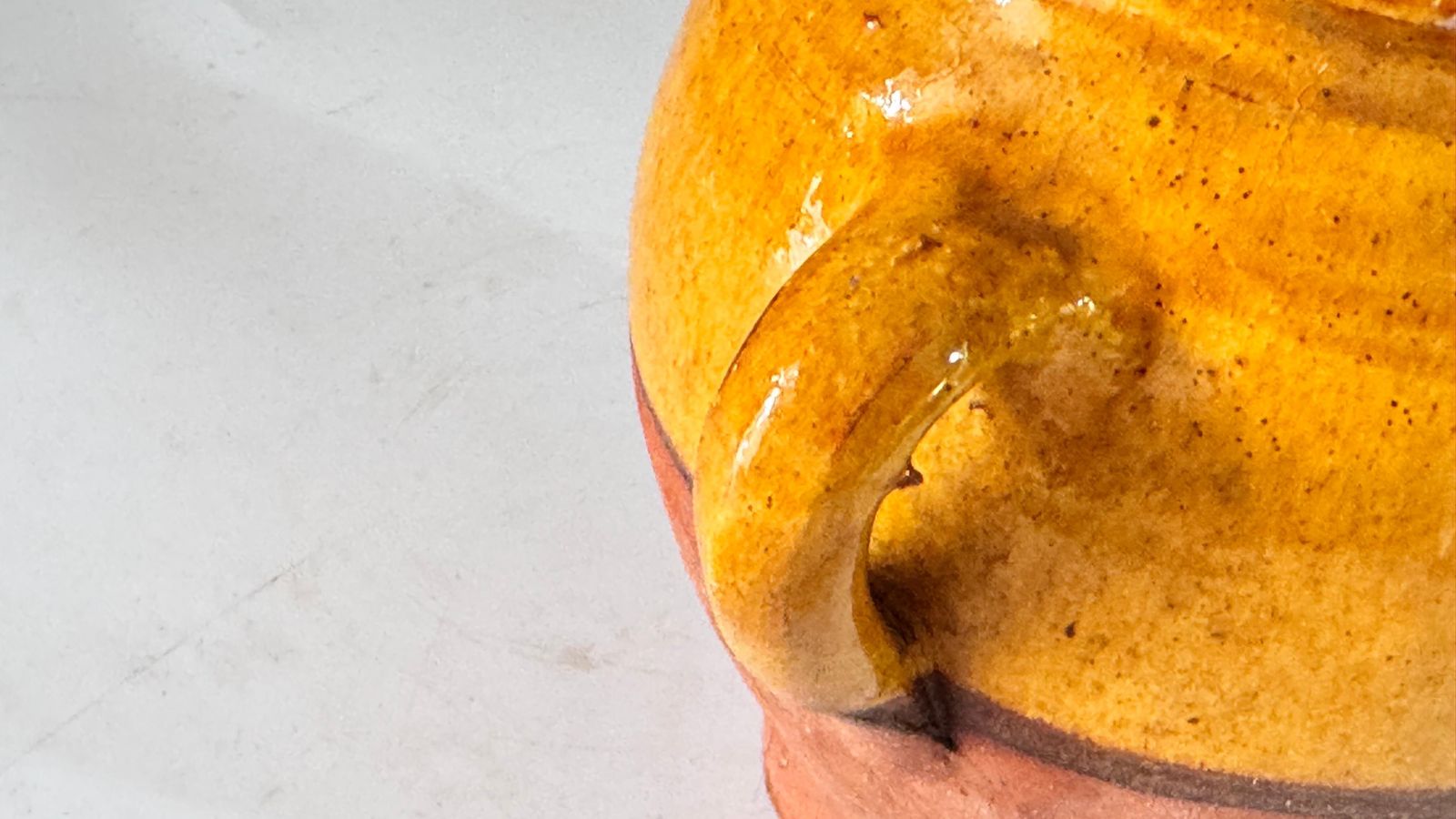 photo furniture 1970s French Glazed Pottery Jar Yellow &Natural Terracotta French Provencial