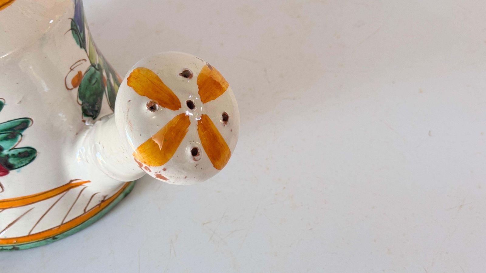 Hand Painted 20th Century Ceramic Indoor Watering Can Floral Motifs photo buy