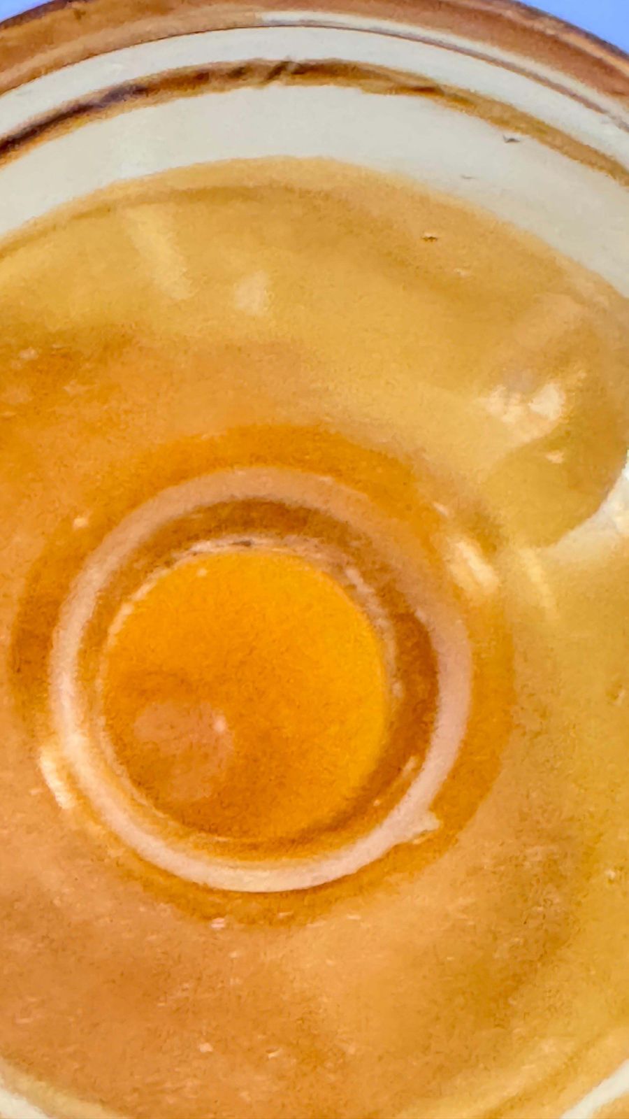 1960s Italian Art Glass Bottle With Large Blown Glass Stopper, Yellow Orange Hue photo vintage
