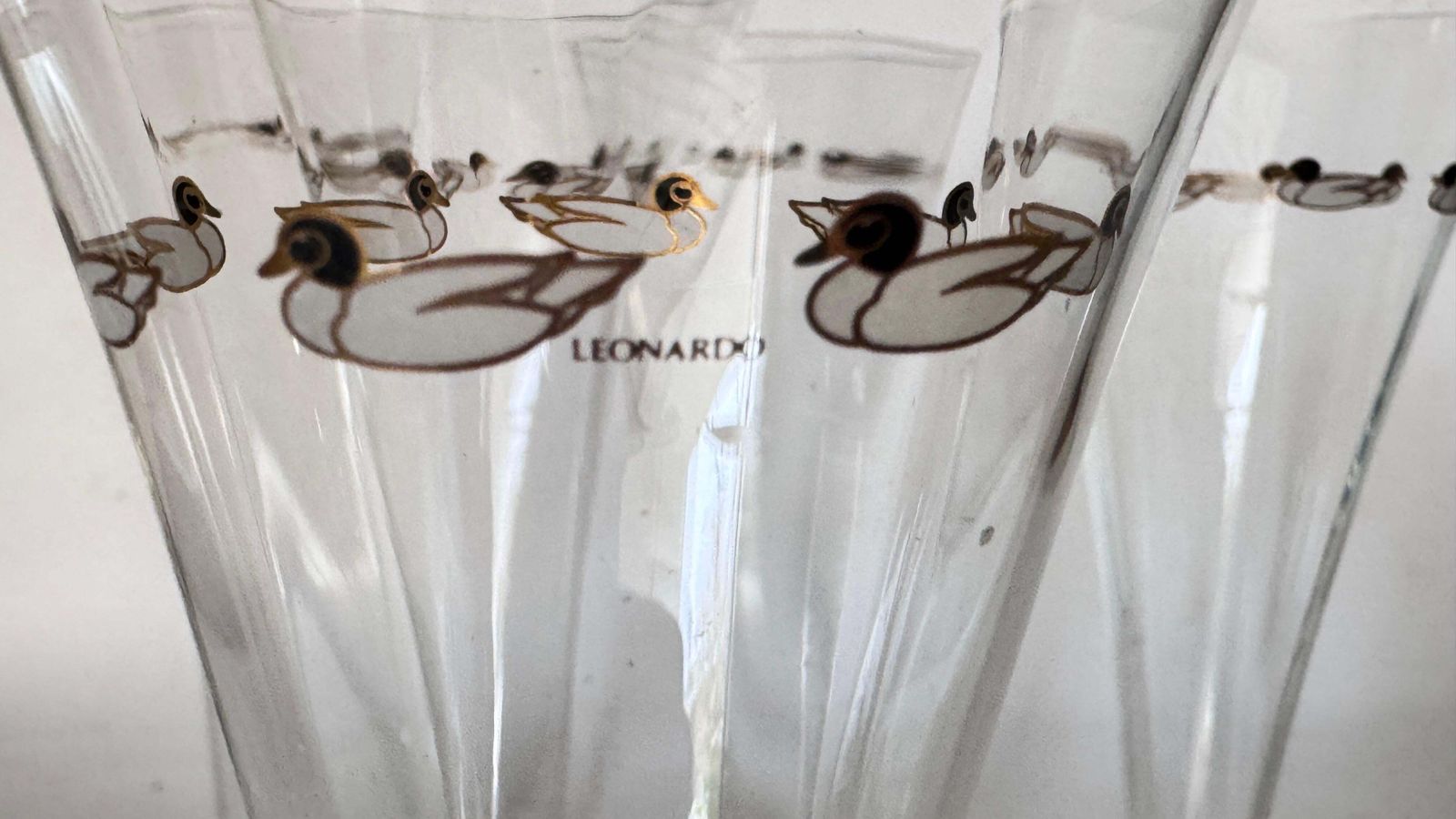Set Of Six French Crystal Champagne Coupes, Single Piece Design With Duck Motifs photo 372.0