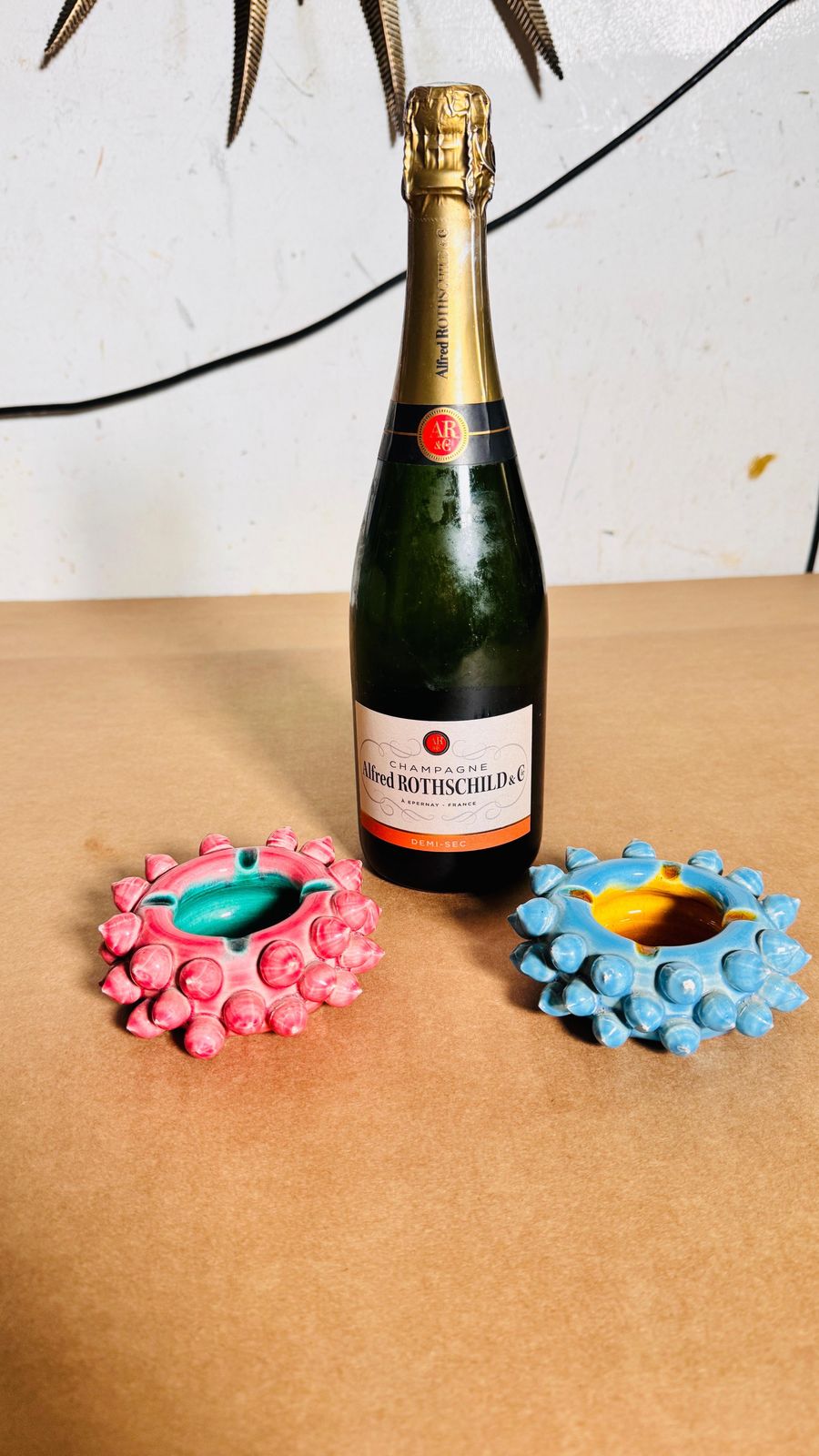 Ceramic Ashtrays Blue And Pink Color From France 1960 Rond Shape photo furniture