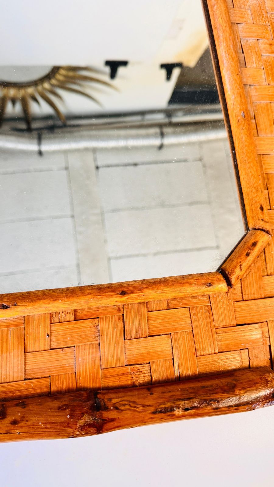 Italian Bamboo And Rattan Mirror, 1970s Coastal Style photo vinterior