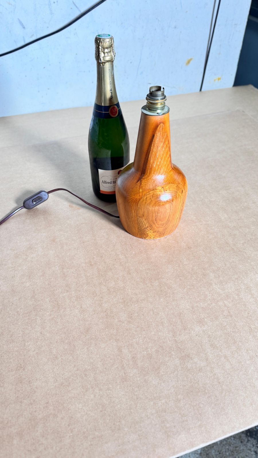 Petite Scandinavian Style Table Lamp, Pear Shaped Light Wood, 1960s photo furniture