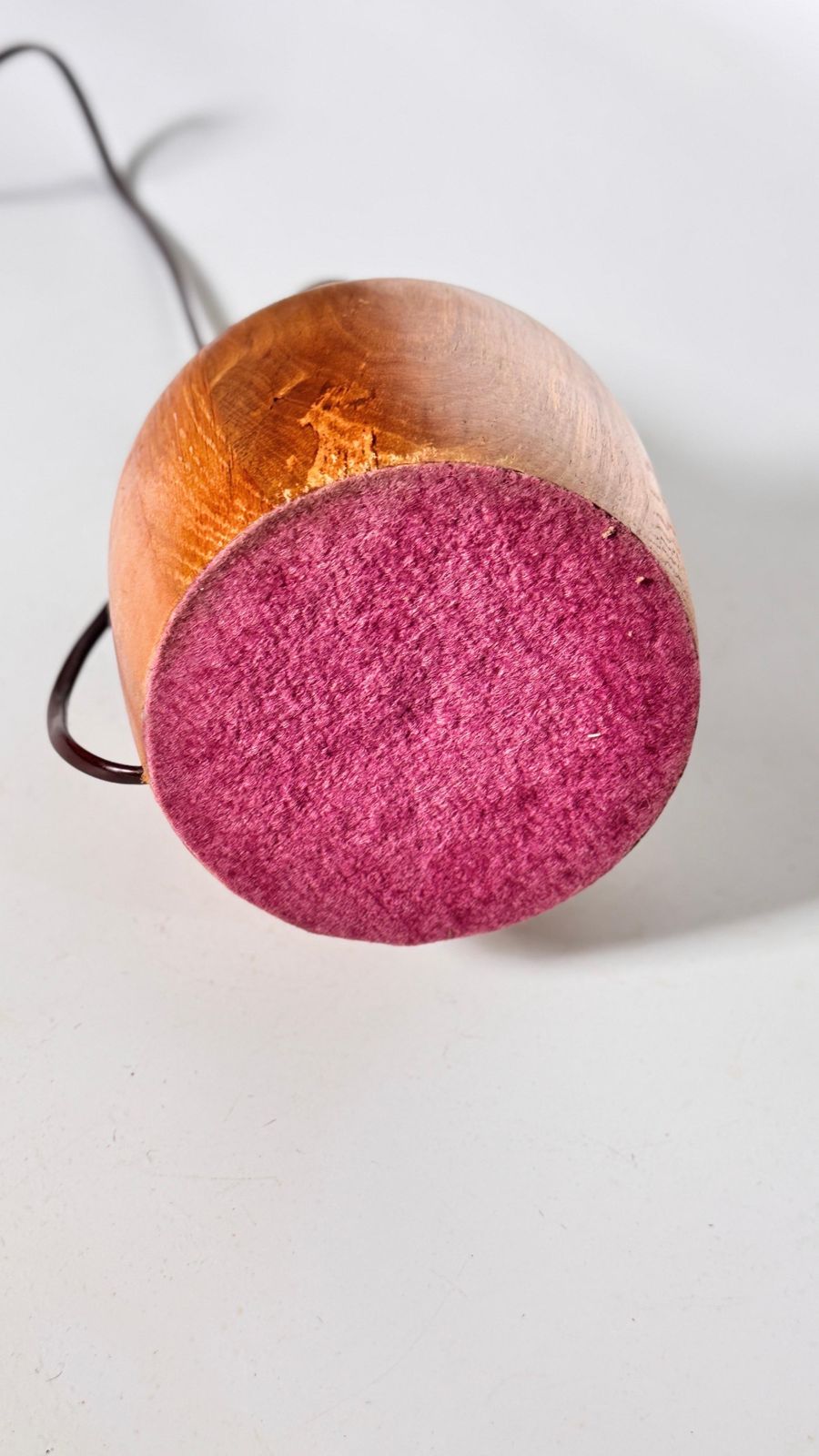 Petite Scandinavian Style Table Lamp, Pear Shaped Light Wood, 1960s photo vinterior
