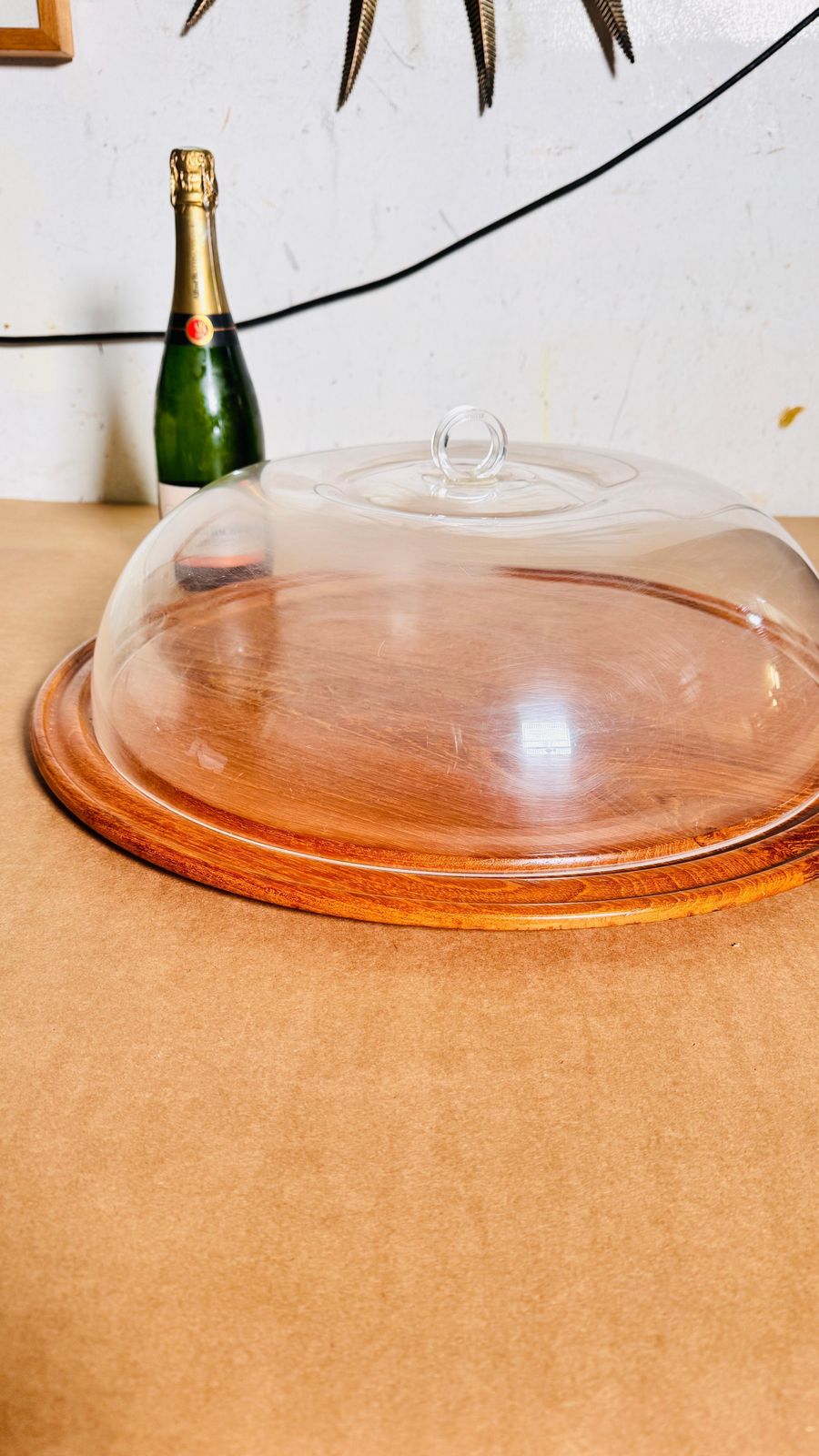 Serving Tray Cloche Plate Bell For Cheese Or Fruit In Plastic And Wood France photo furniture