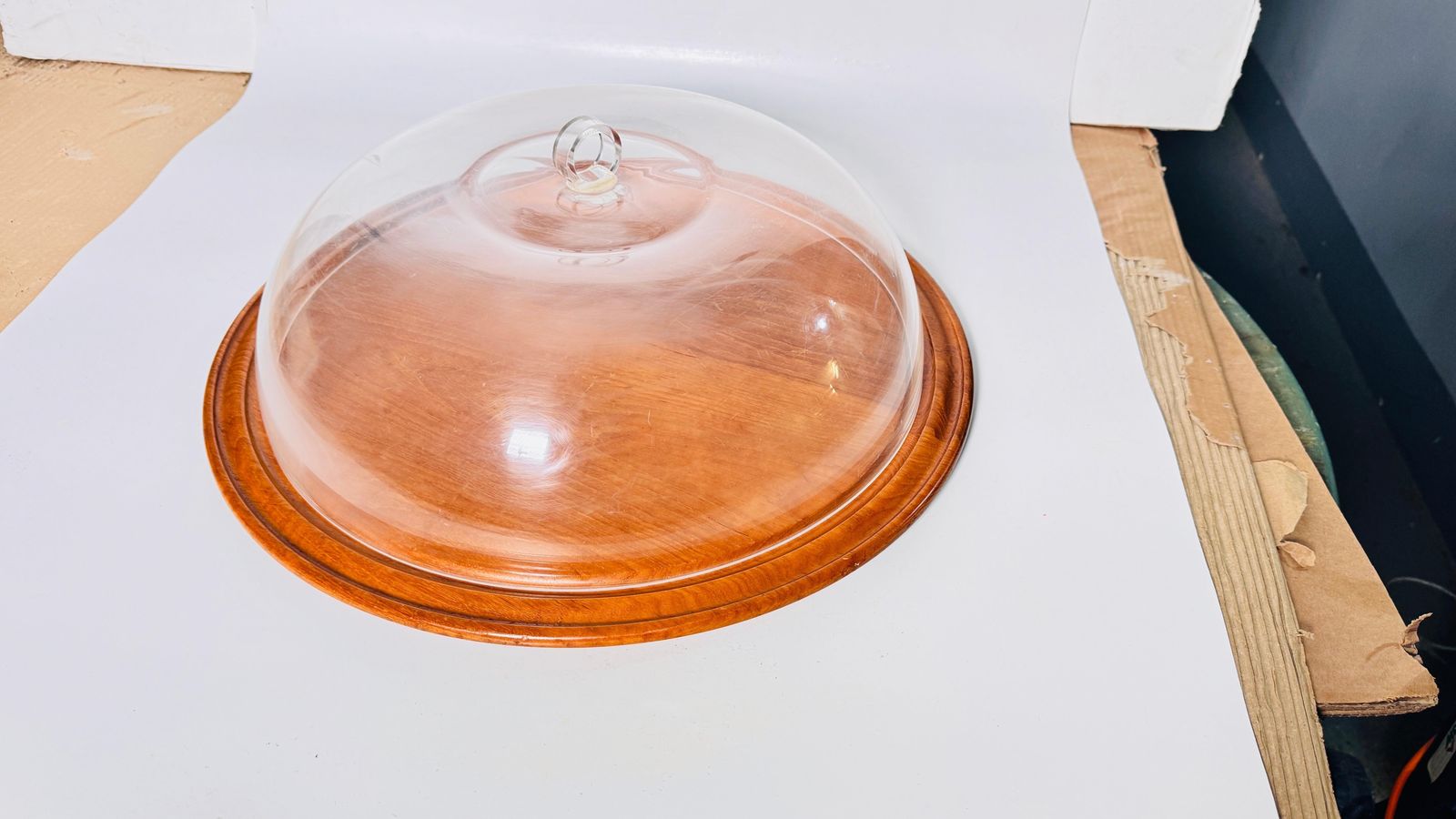 Home Decor Serving Tray Cloche Plate Bell For Cheese Or Fruit In Plastic And Wood France photo