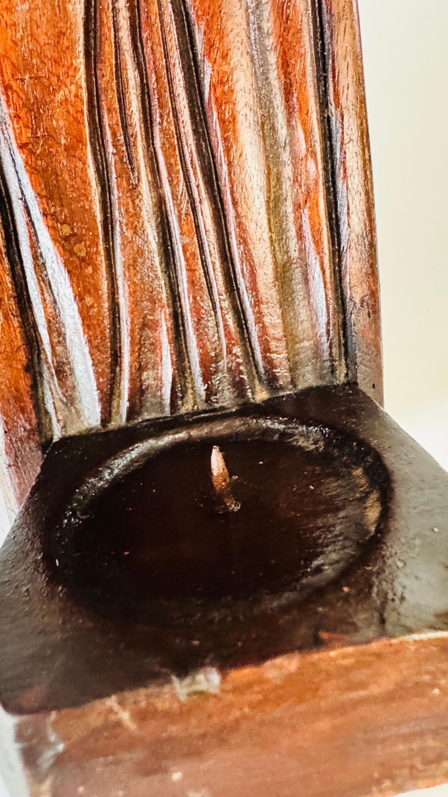 Abstract Wood Candle Holder Sculpture France 19th Century photo vinterior