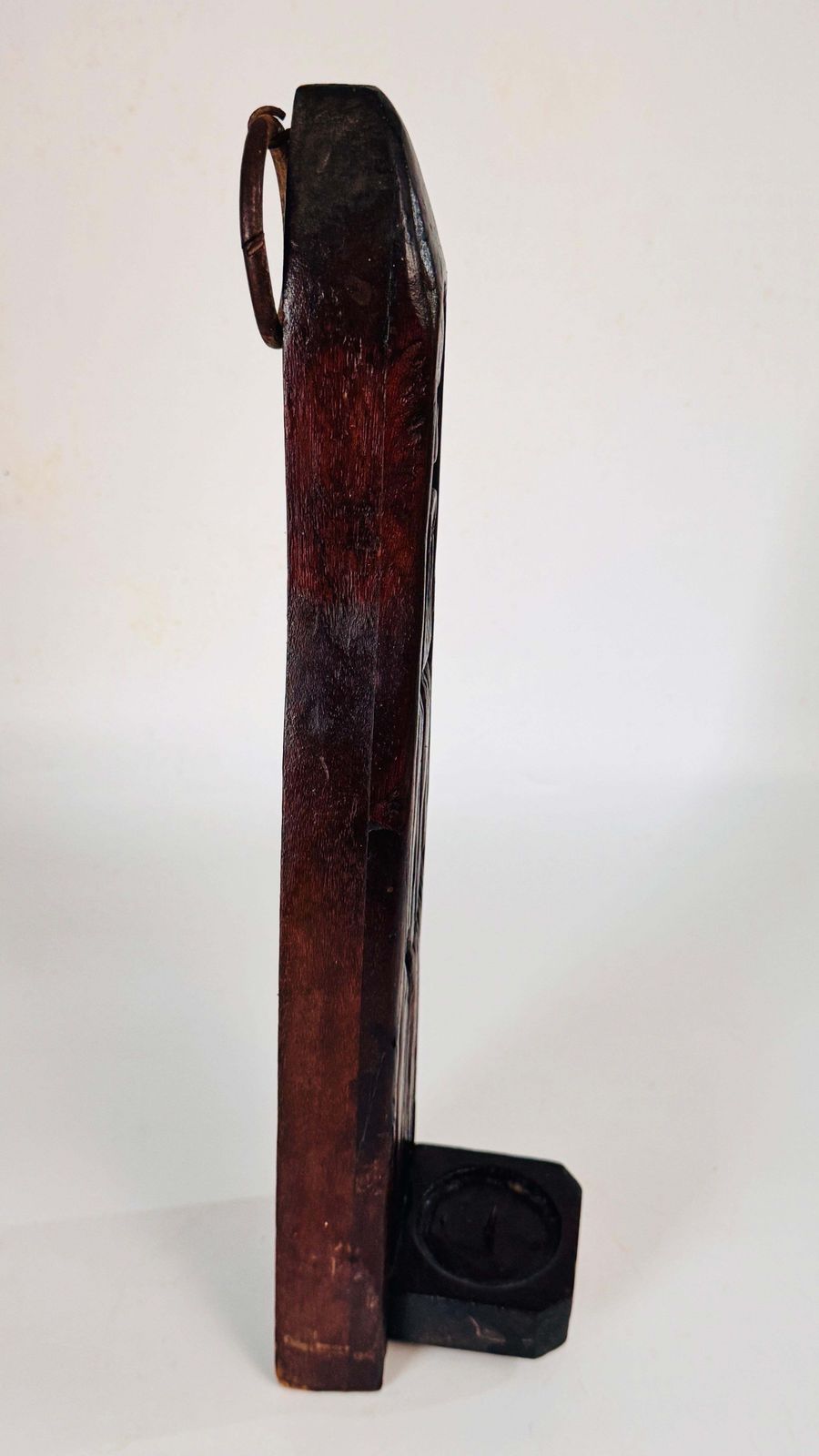 Abstract Wood Candle Holder Sculpture France 19th Century photo vintage
