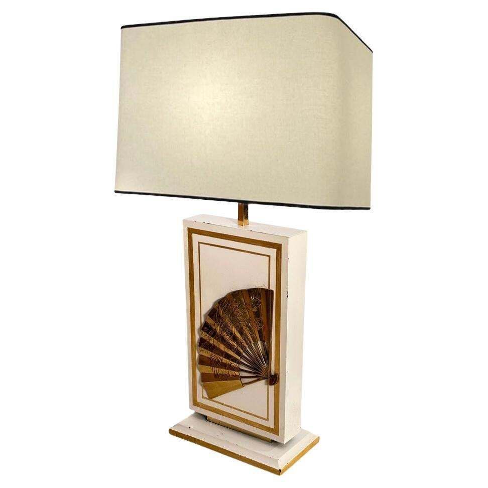 Table Lamp By Philippe Cheverny, Large Model, Brass, Wood  France 1970 photo 468.0