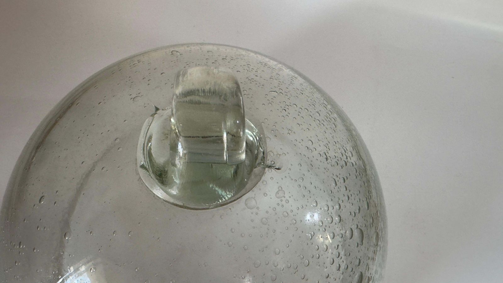 Serving Tray Cloche Plate Bell For Cheese Or Fruit In Glass By Biot France photo vintage