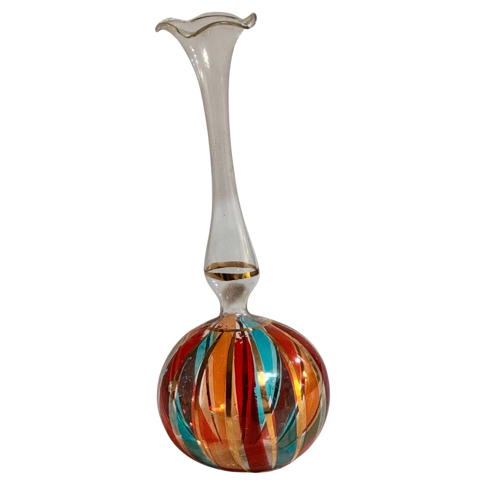 Venitian Vase, Hand Painting Gold 24 Karat, 1960 Venini Italy photo for sale