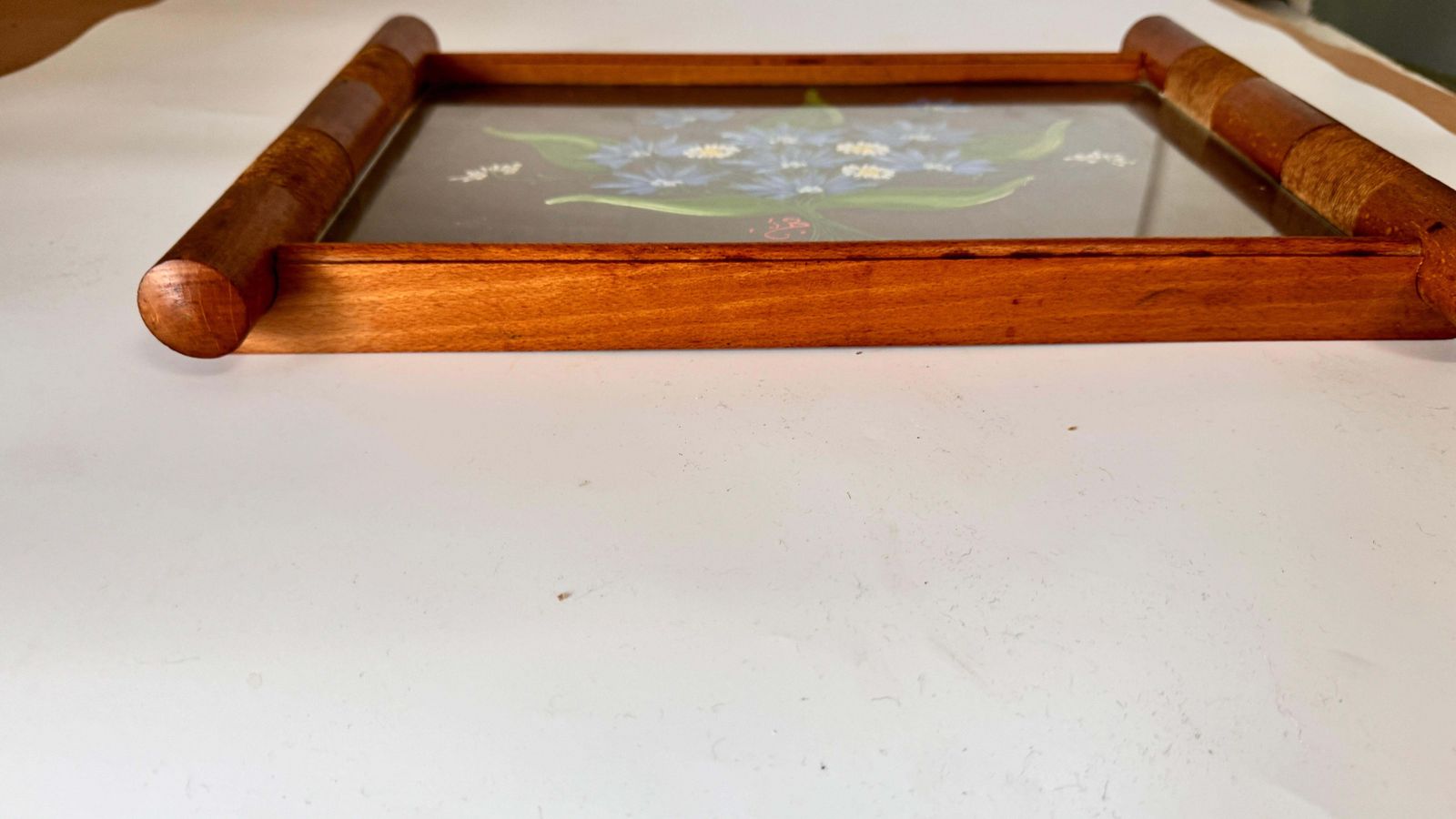 Art Deco Hand Painted Wood Tray Brown Color  France 1940 photo buy