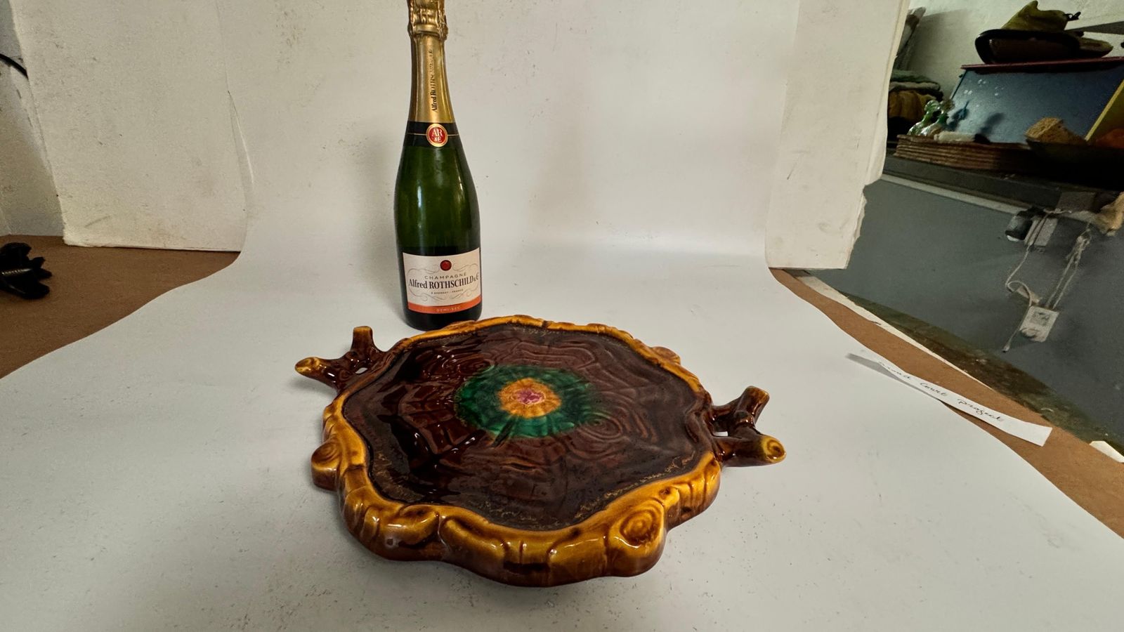 Cheese Or Serving Tray In Ceramic  France 1970s Green And Brown Color photo furniture