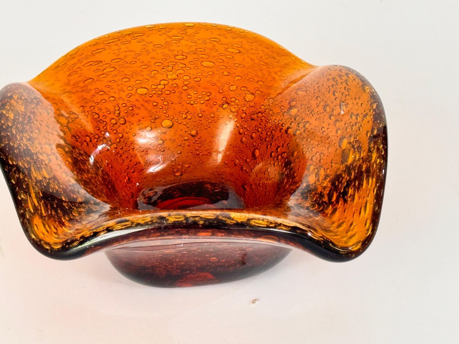 Vide Poche Or Ashtray In Glass, Bubles Patterns France, Circa 1970 From Biot photo for sale