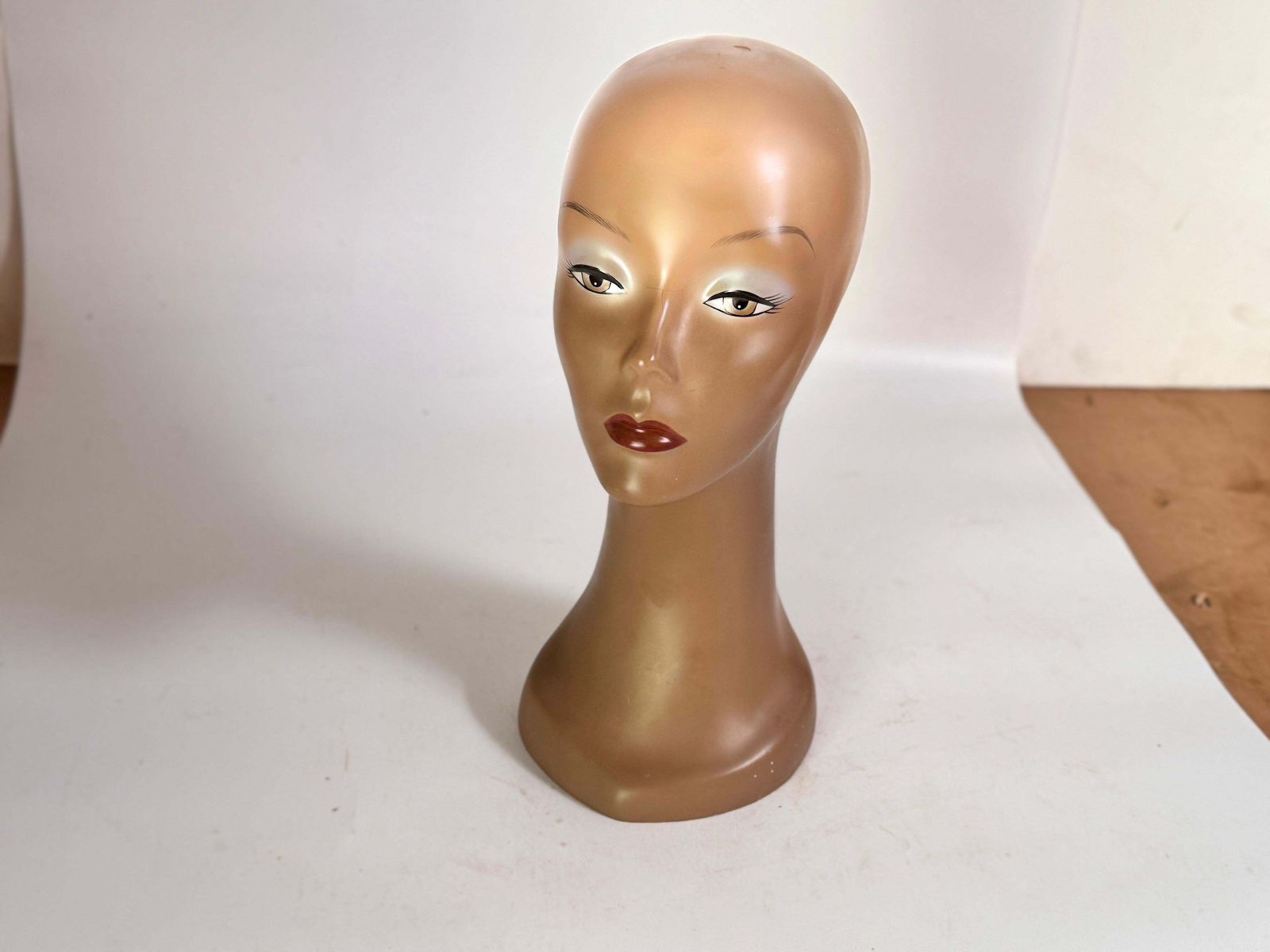 Wig Holder Or Hat Stand 1970 Vintage, Sculpture Face Female Head France, Brown photo vintage
