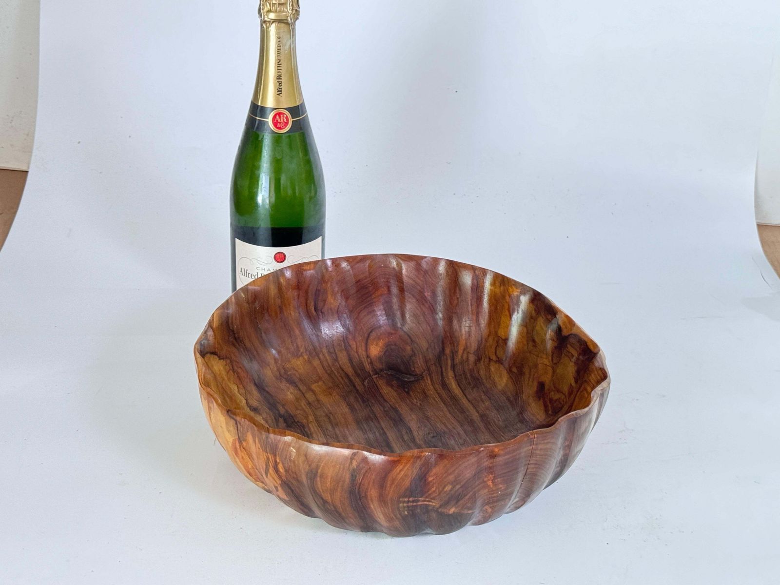 Olive Wood Bowl French Riviera Style, France 1970 Brown Color photo furniture