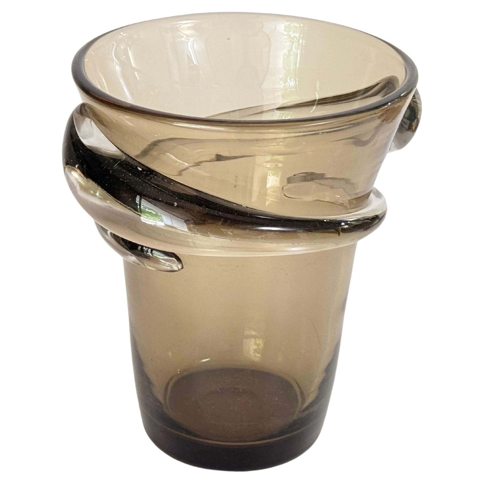 Crystal 1960 Champain Bucket Or Vase Grey Brown Color France