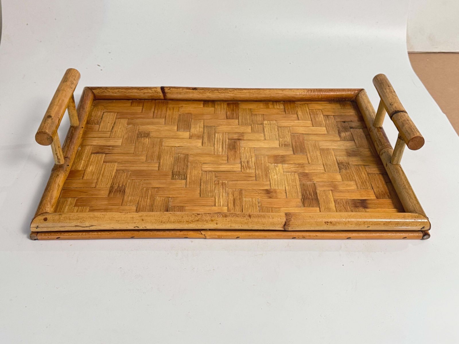 Platter With Its Faux Bamboo Structure, Brown Color, France Circa 1970 photo buy