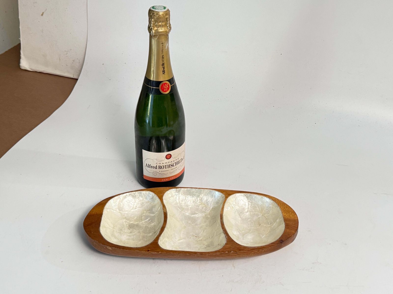 Mid Century French Decorative Wood And Mother Of Pearl Dish / Vide Poche  1970s photo furniture