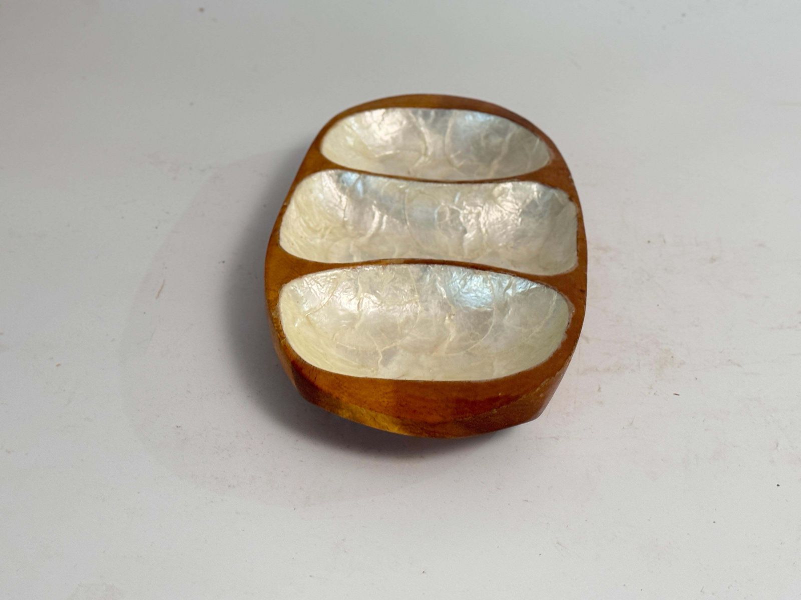 Mid Century French Decorative Wood And Mother Of Pearl Dish / Vide Poche  1970s photo Home Decor