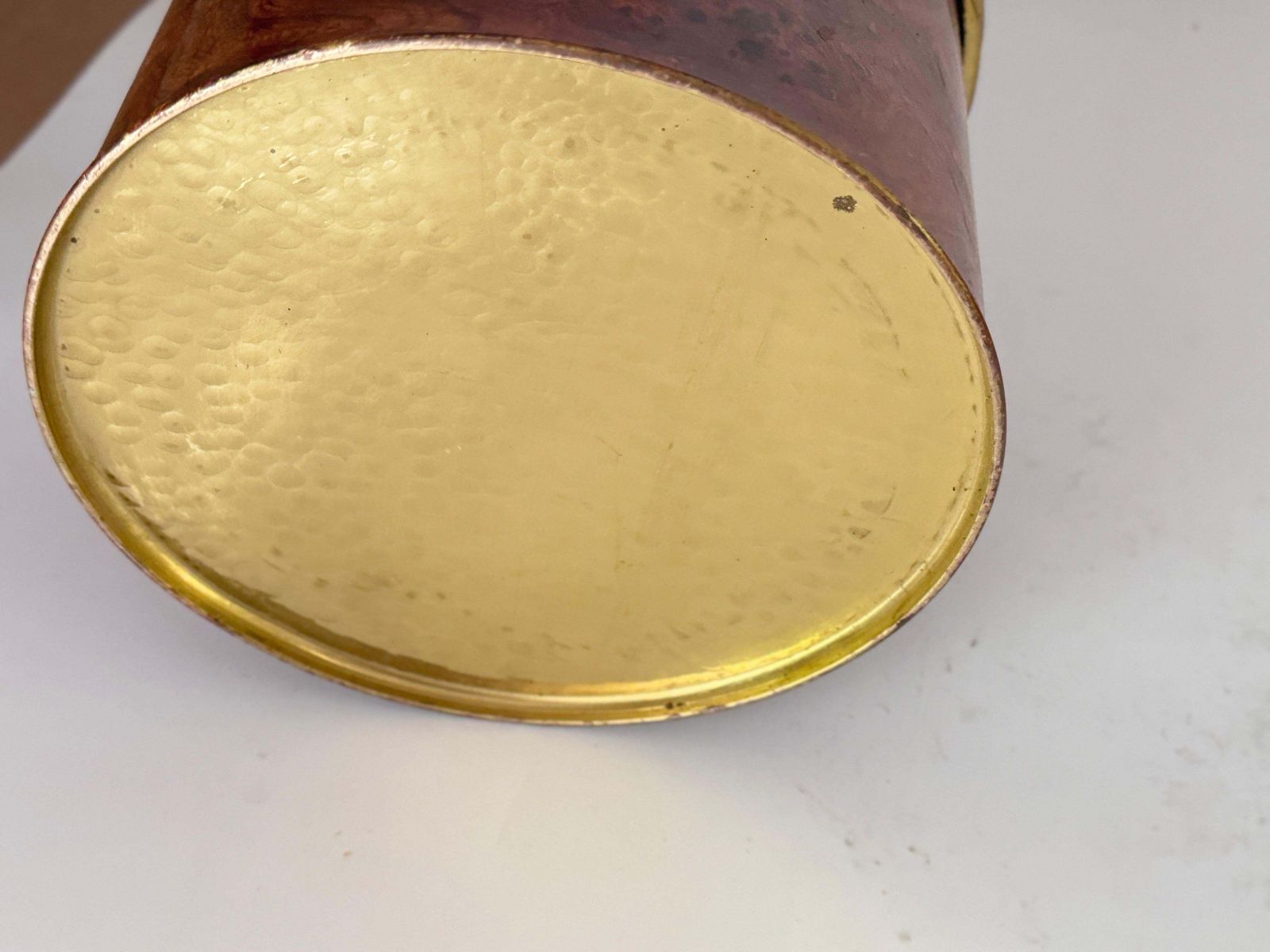 Plant Pot Holder, Metal, Gold And Brown Color, France 1970 photo furniture