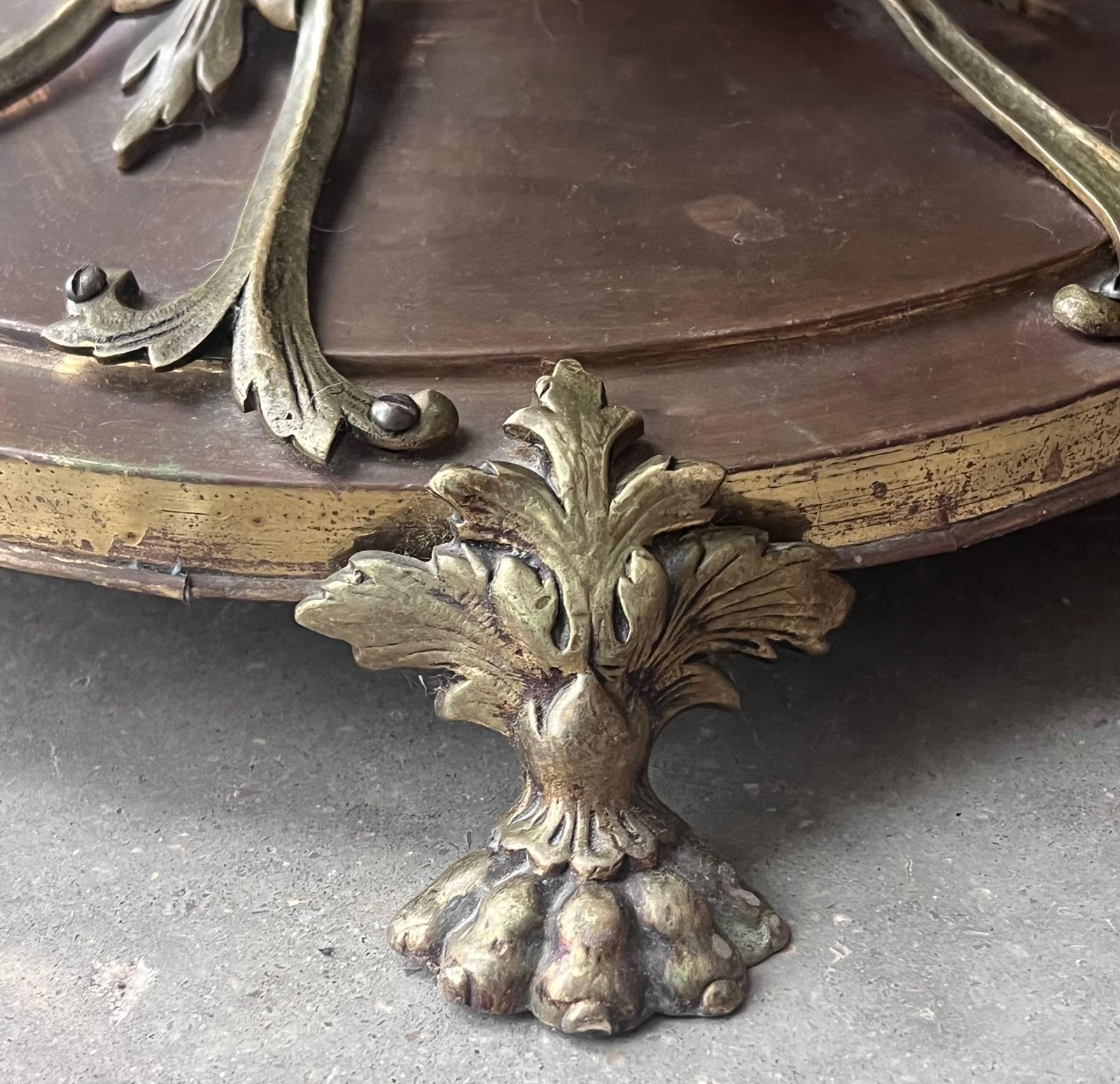2572.0 Bronze And Brass Burnished Art Nouveau Belle Epoque Hanger, Bronze Grifone Feet photo