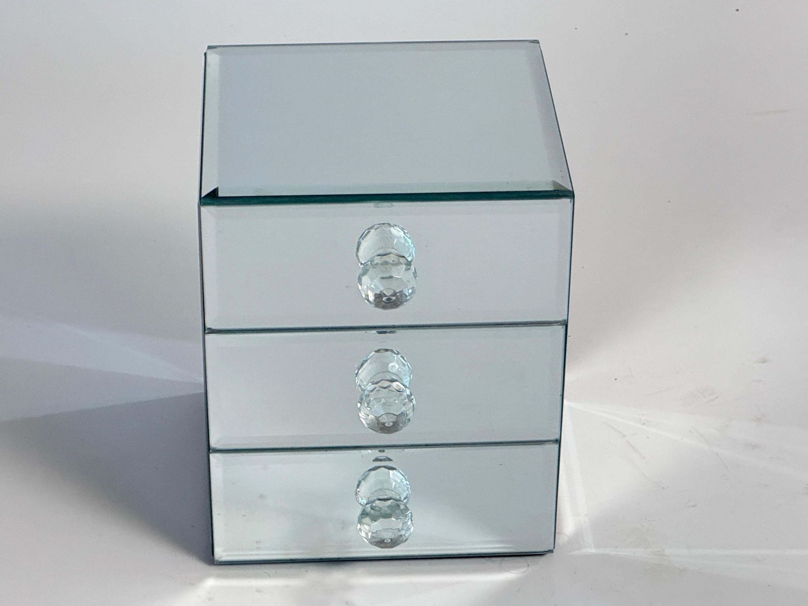1940 French Clear Mirrored Decorative Jewelry Box Regtangular photo vintage