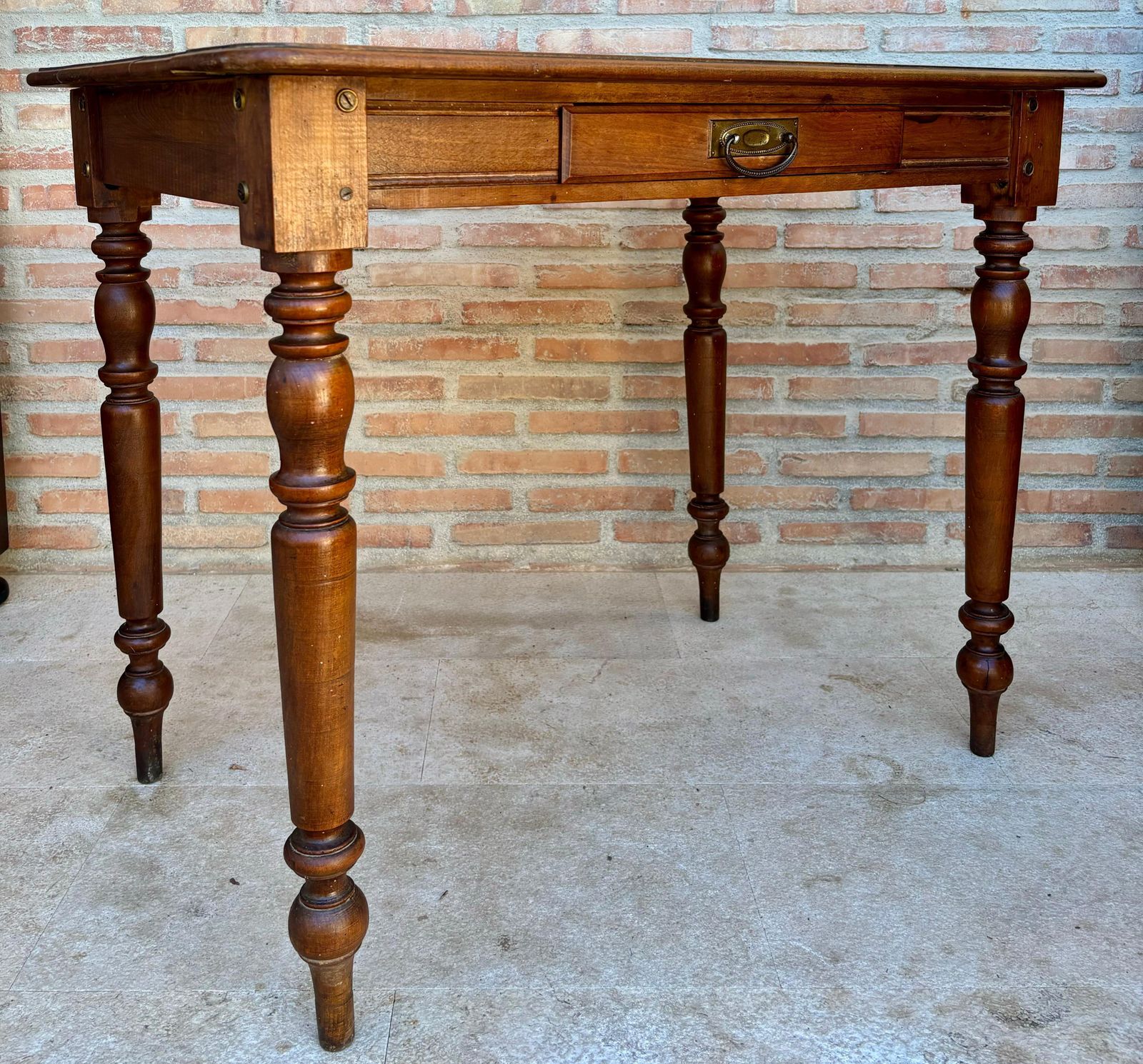 Table de travail rustique française en chêne, années 1920 photo for sale