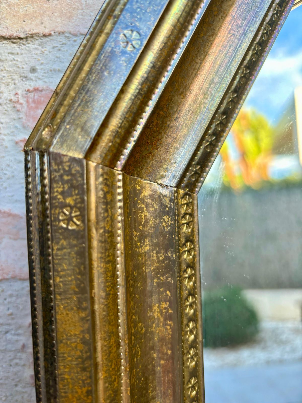 Large Early 20th Century French Mirror In Brass, 1940s photo vintage