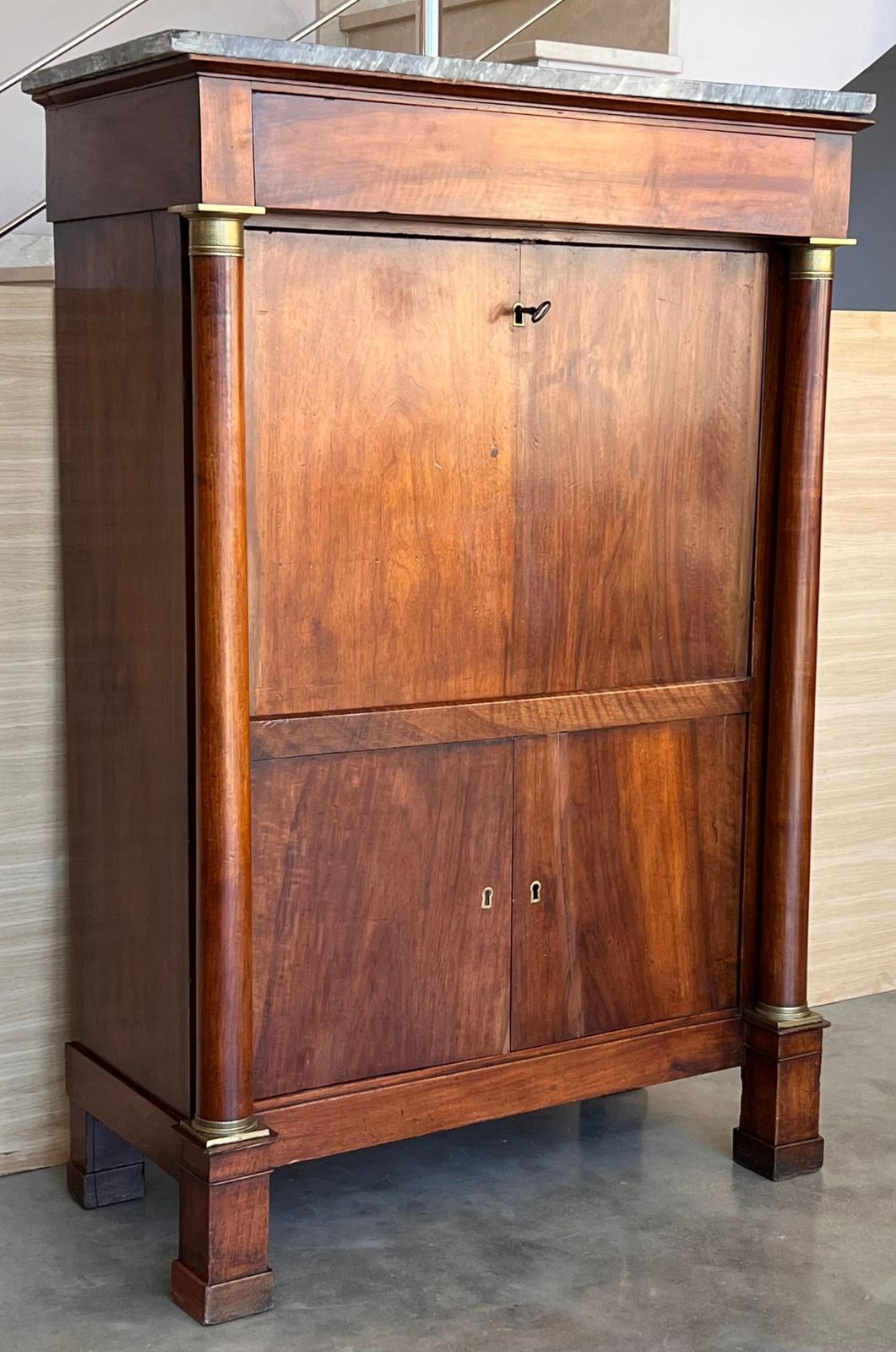 Secrétaire à abattant en chêne de style Empire, XIXe siècle, France photo furniture