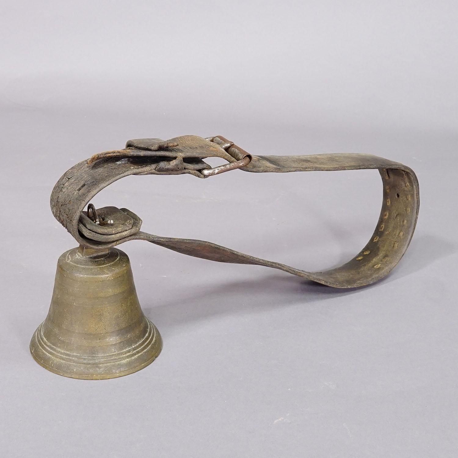 Antique Casted Bronze Cattle Bell Made In Switzerland Ca. 1900s photo for sale