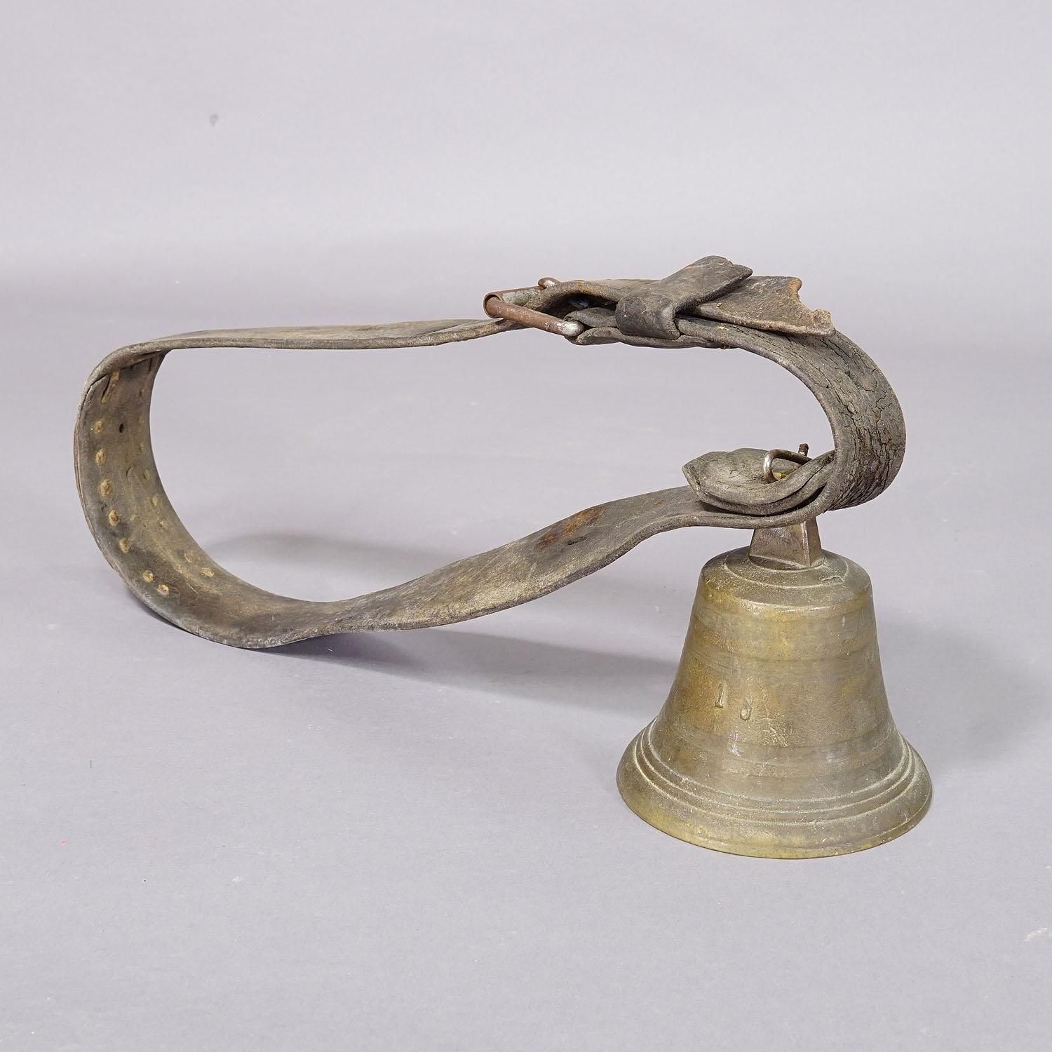 Antique Casted Bronze Cattle Bell Made In Switzerland Ca. 1900s photo Art
