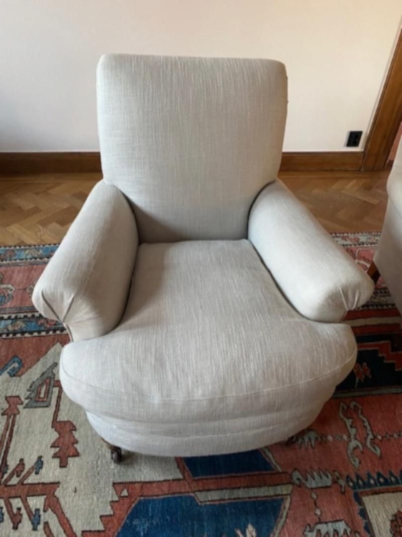 Edwardian Armchairs, A Pair, Reupholstered And Bought From Hilary Batstone. photo buy