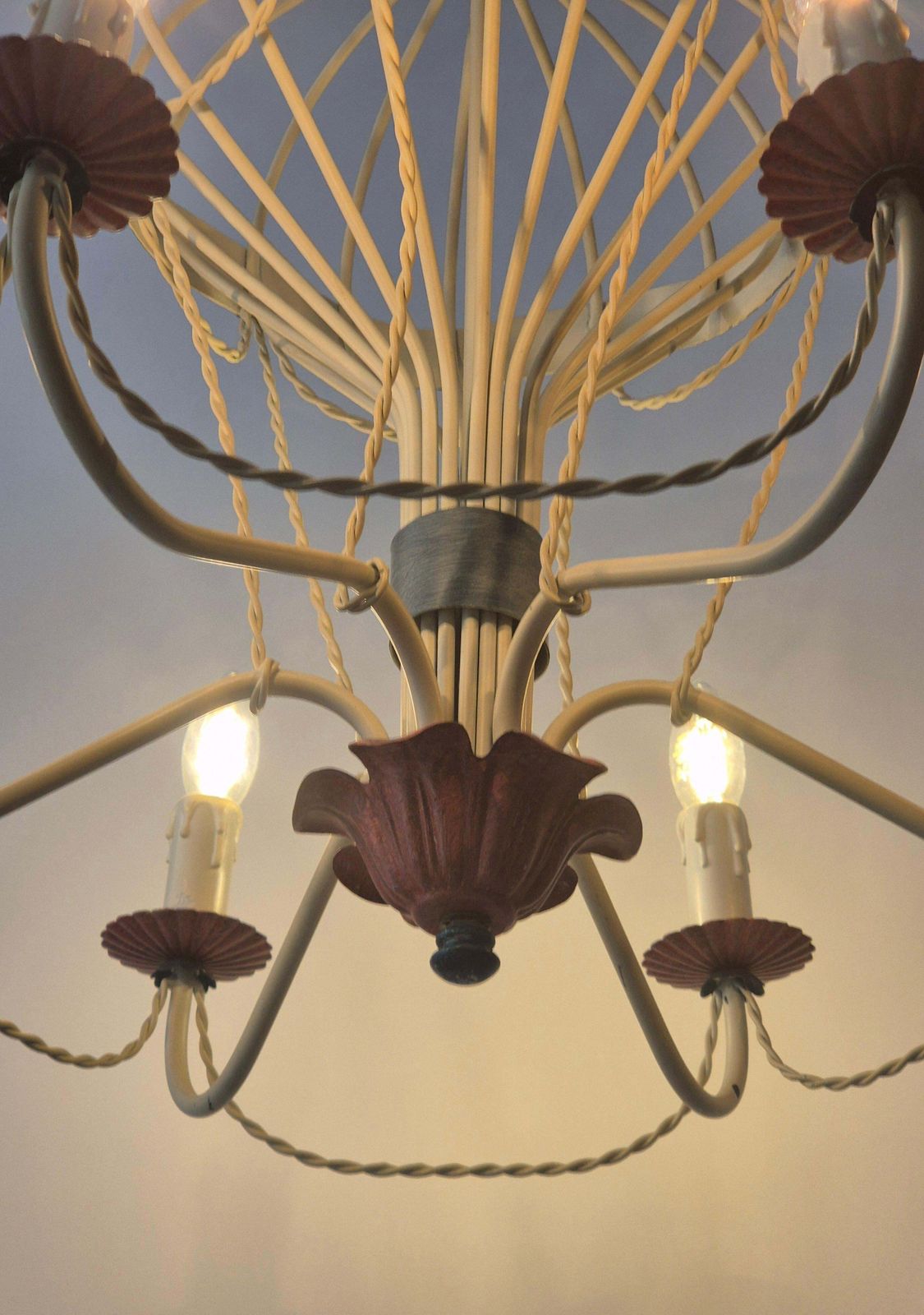 French Gilt Iron And Painted Tôle  Hot Air Balloon Chandelier, Mid 20th Century photo 3370.0