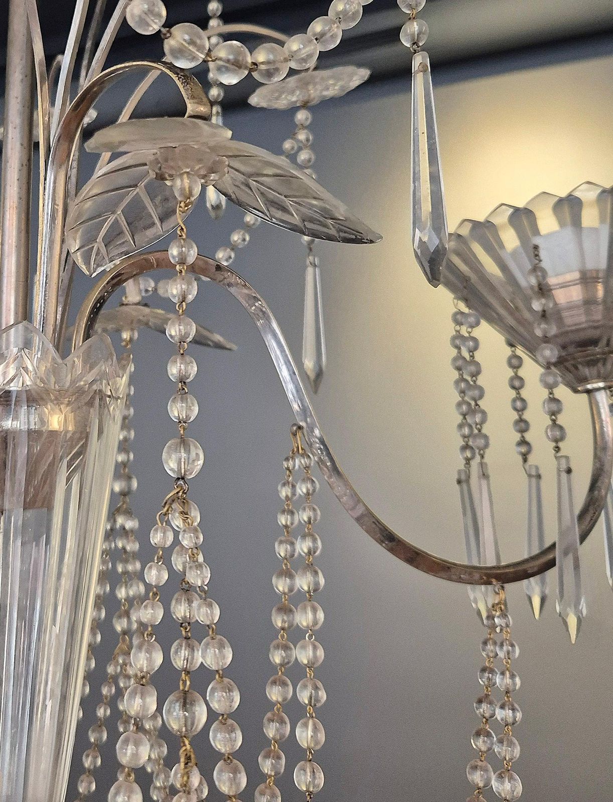 Chandelier, Crystal And Silverplate, Swedish Neoclassicism photo 4337.0