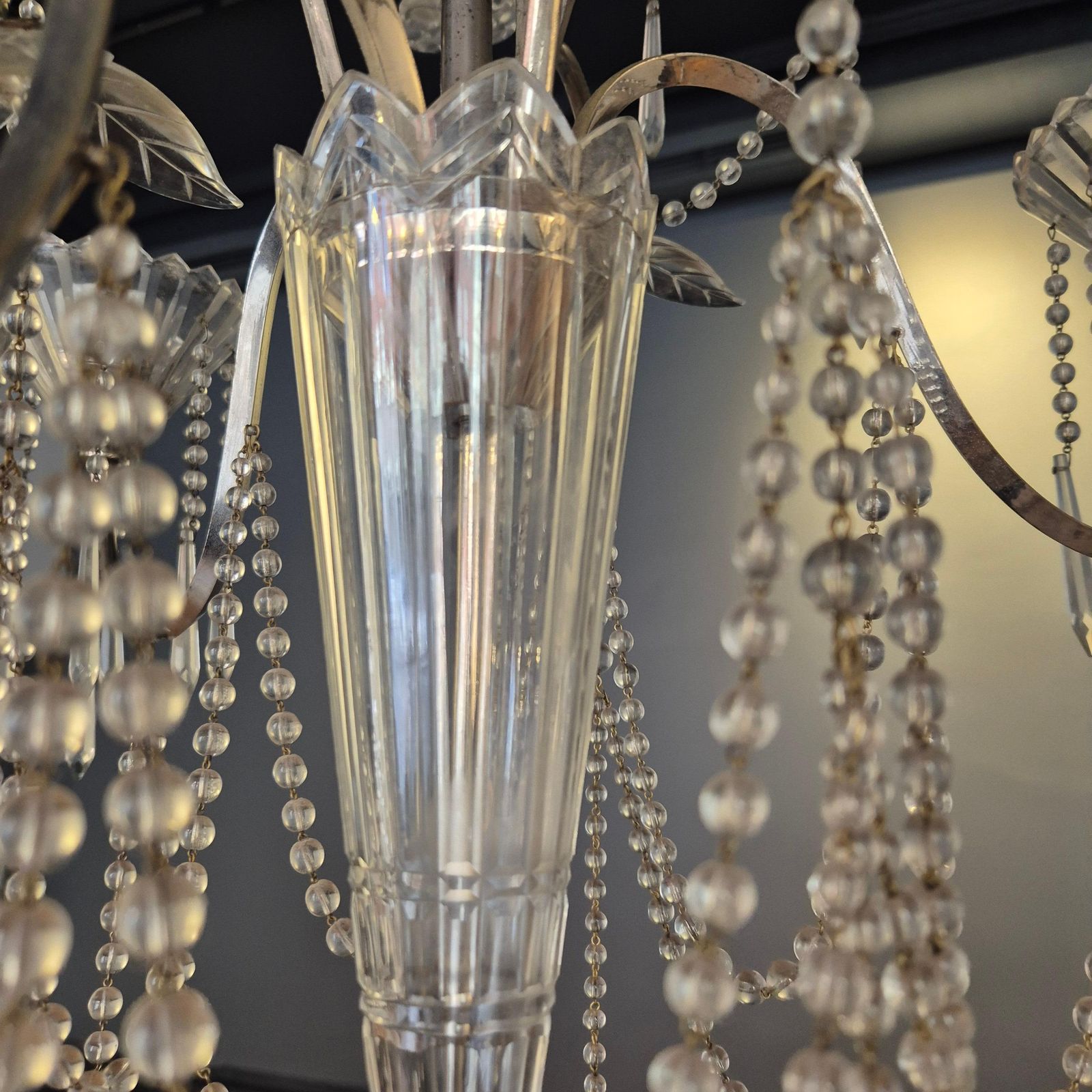 Chandelier, Crystal And Silverplate, Swedish Neoclassicism photo buy