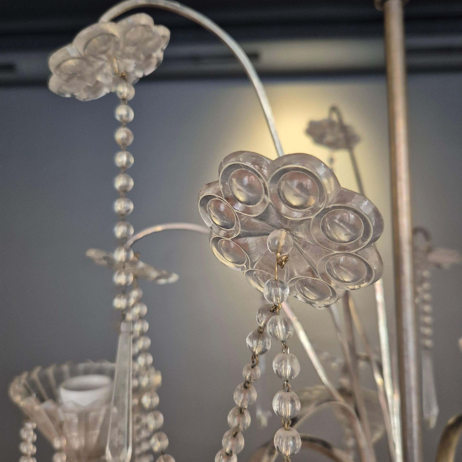 photo for sale Chandelier, Crystal And Silverplate, Swedish Neoclassicism