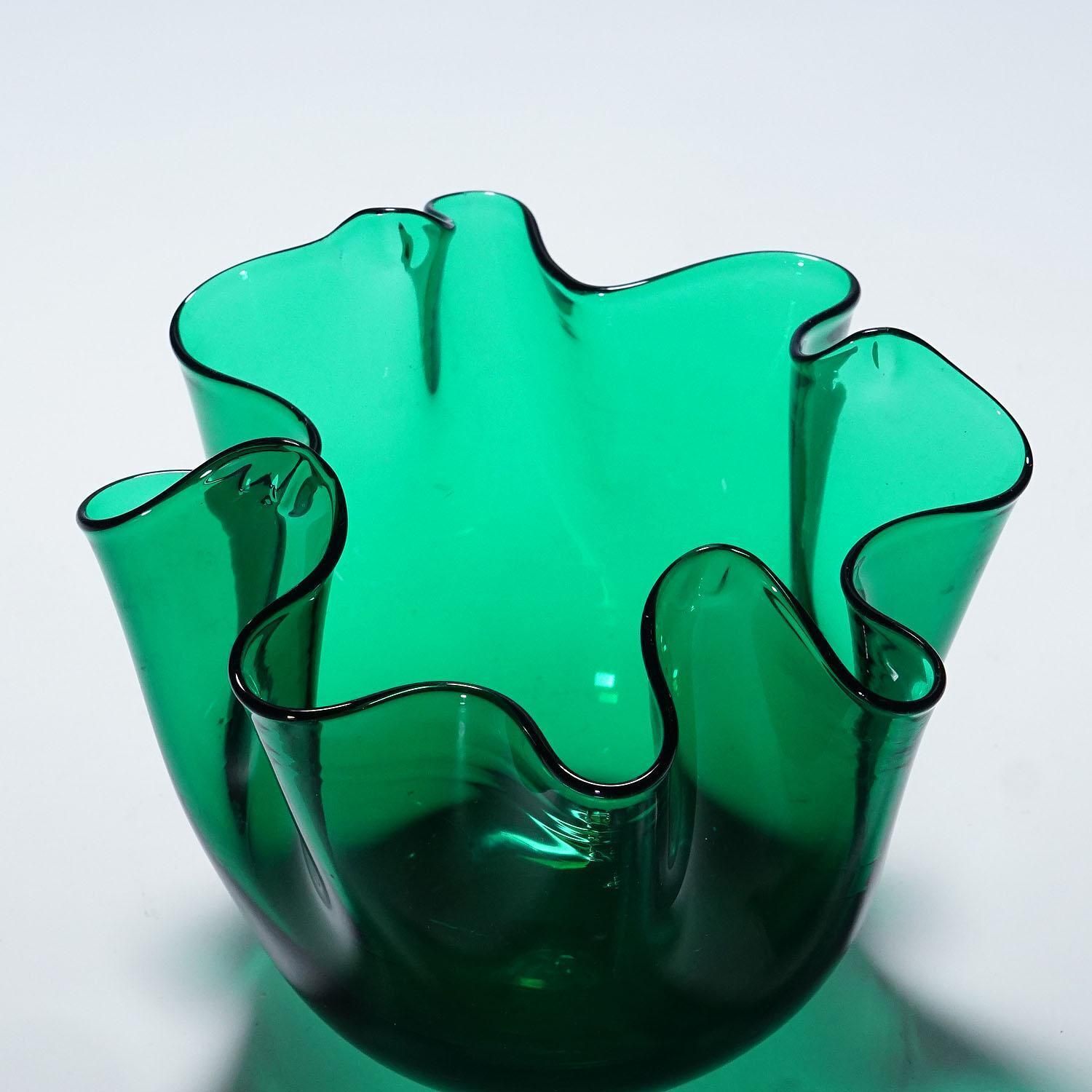 Venini Vase Fazzoletto In Green, Fulvio Bianconi 1950s photo Home Decor