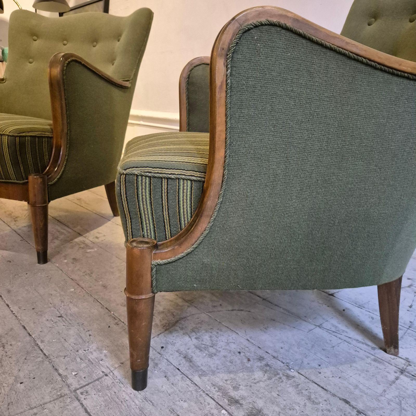 Danish Modern Armchairs By Alfred Christensen. Beautiful Shape, Brass Feet. photo vinterior