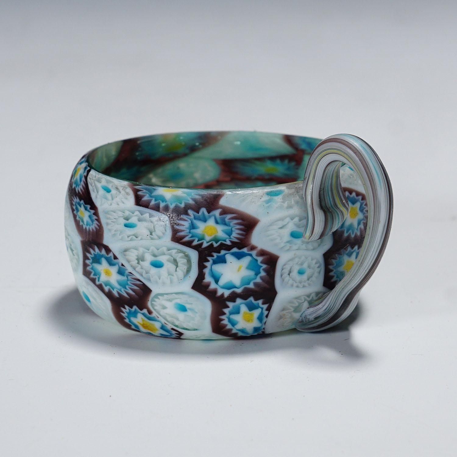 Antique Millefiori Bowl With Handle, Fratelli Toso Murano Ca. 1900s photo furniture