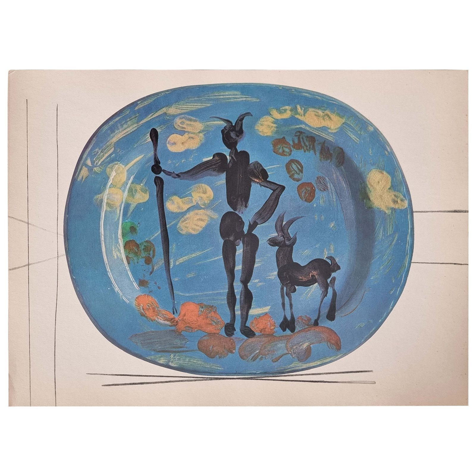 Albert Skira Print Of Shepard Ceramic Plate From "Céramiques De Picasso"