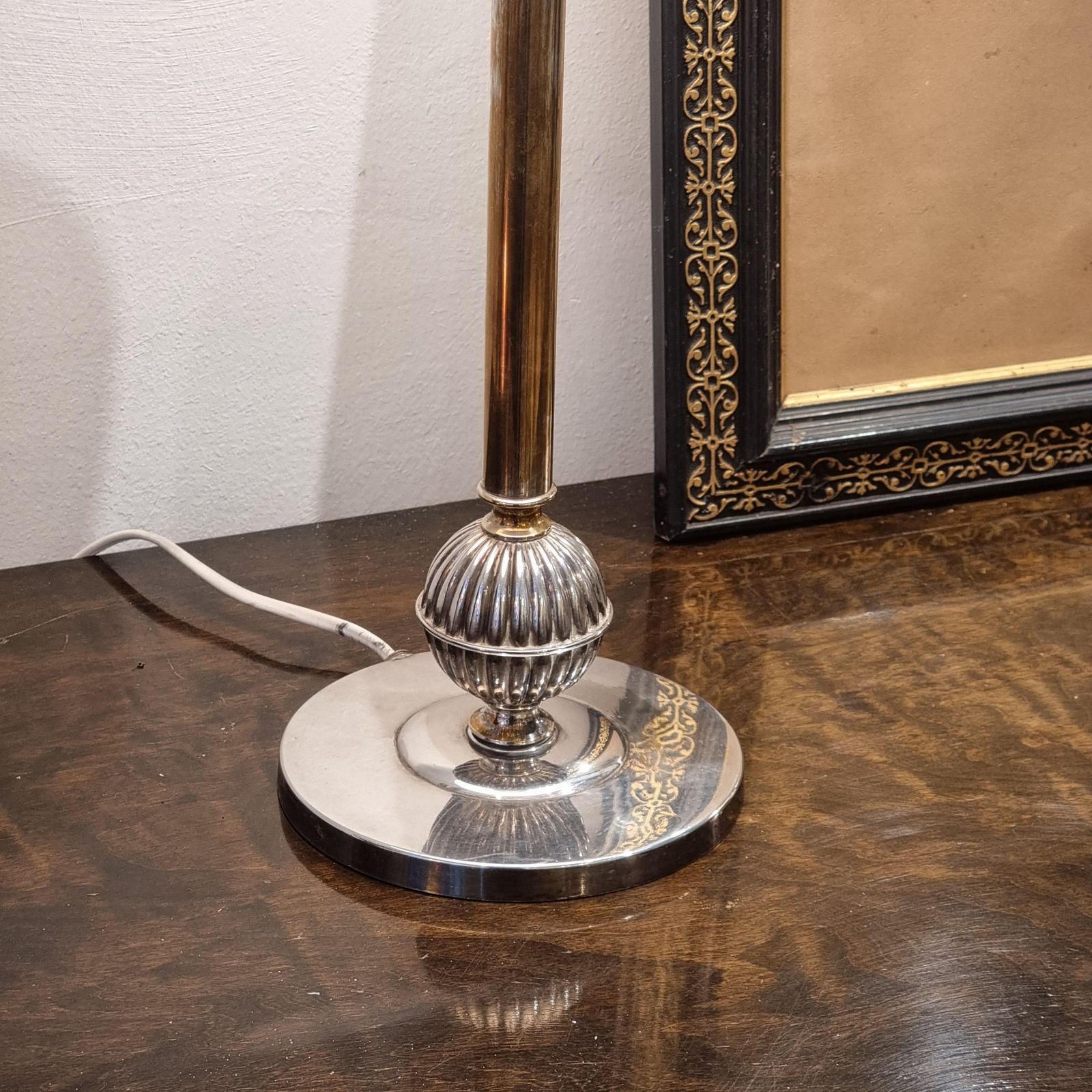 Swedish Court Jeweler Cg Hallberg, Table Lamp, Silver Plate, Swedish Grace 1930s photo vintage