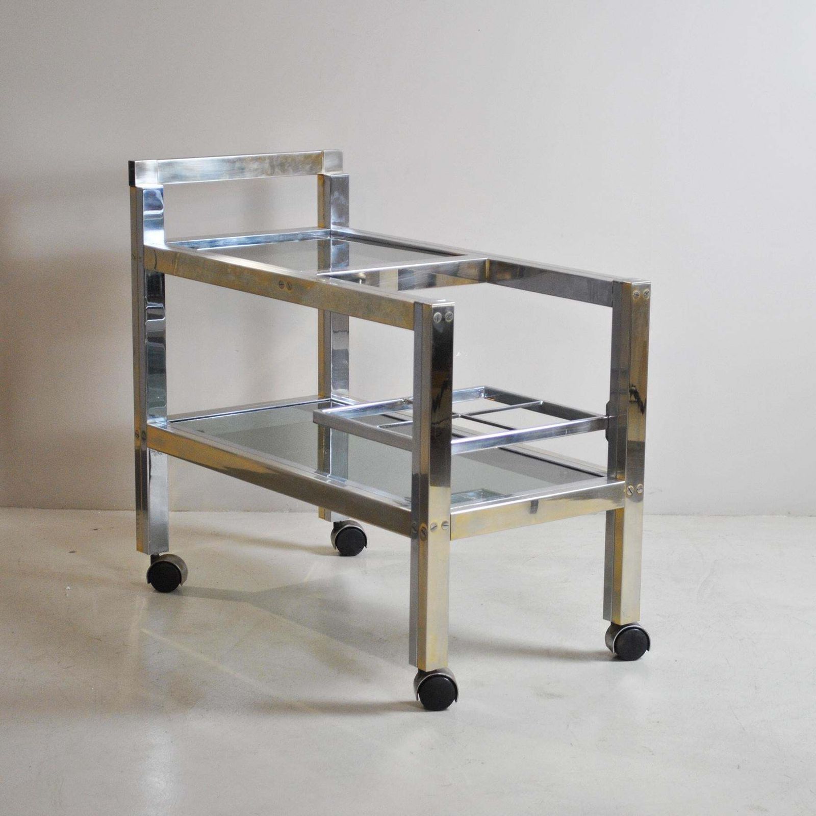 Italian Trolley Bar In Brass And Steel 70's Style Romeo Rega photo for sale