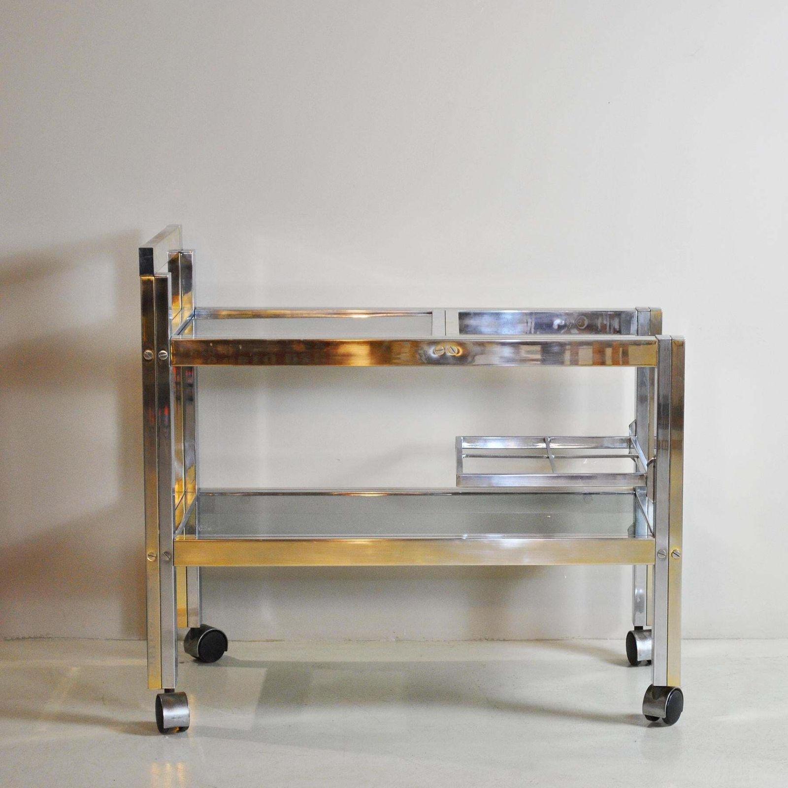 Italian Trolley Bar In Brass And Steel 70's Style Romeo Rega photo 1207.0